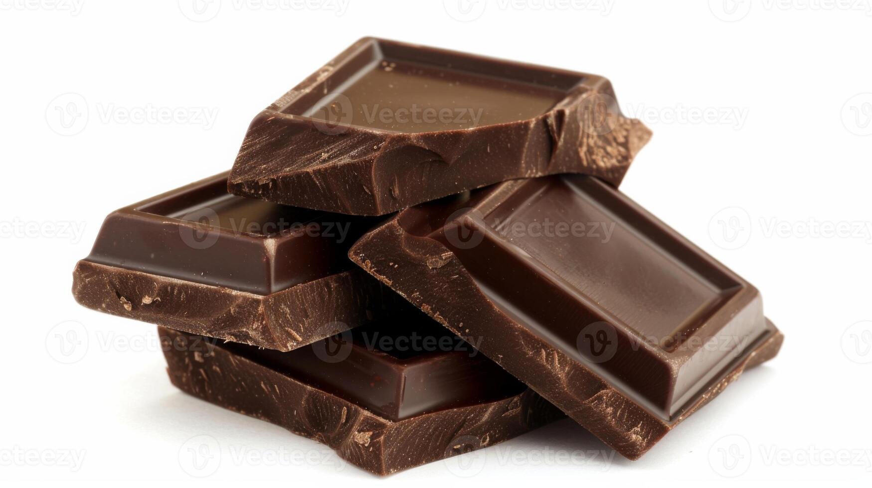 geassorteerd donker chocola stukken detailopname geïsoleerd in wit achtergrond foto