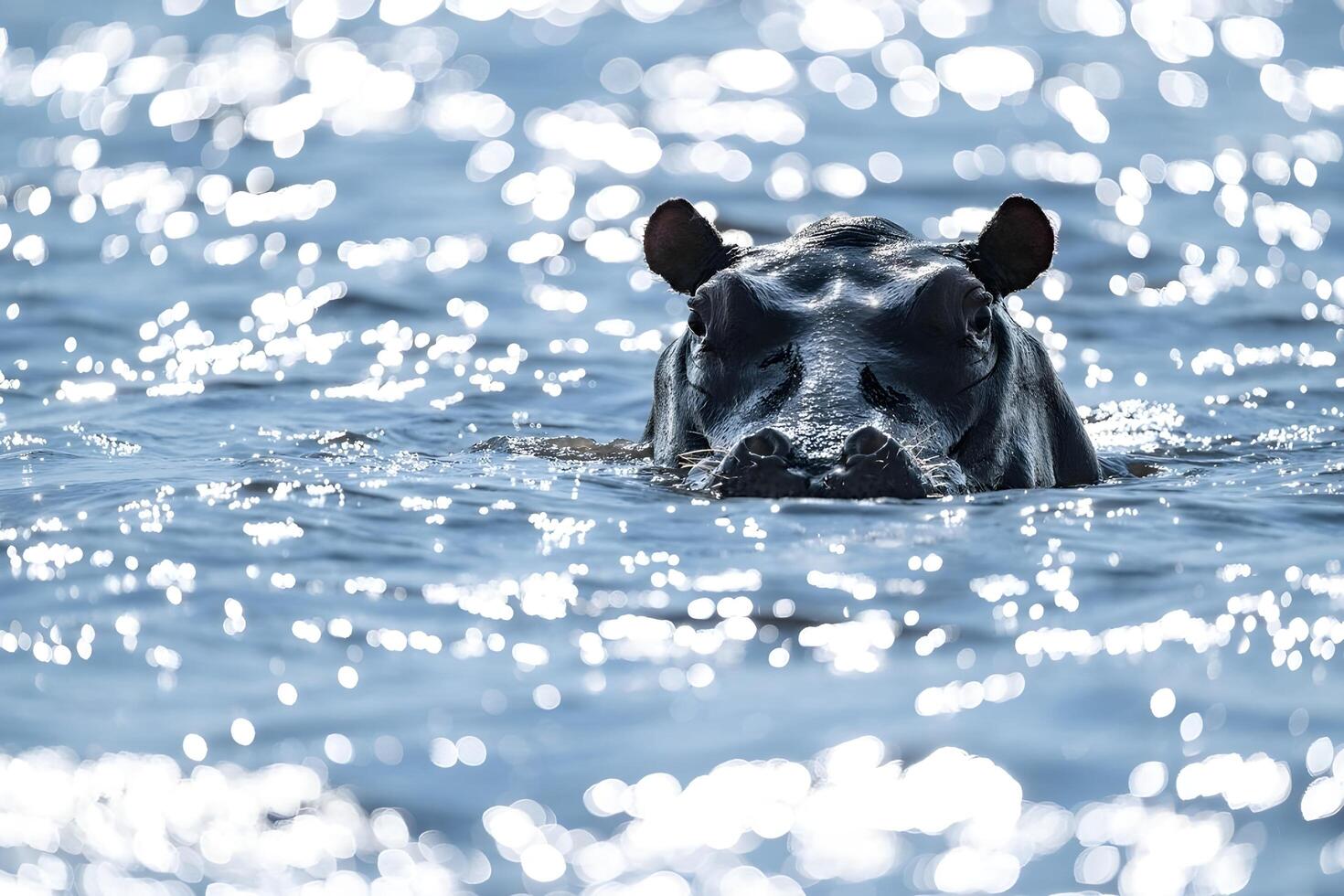 een nijlpaard is zwemmen in de water foto