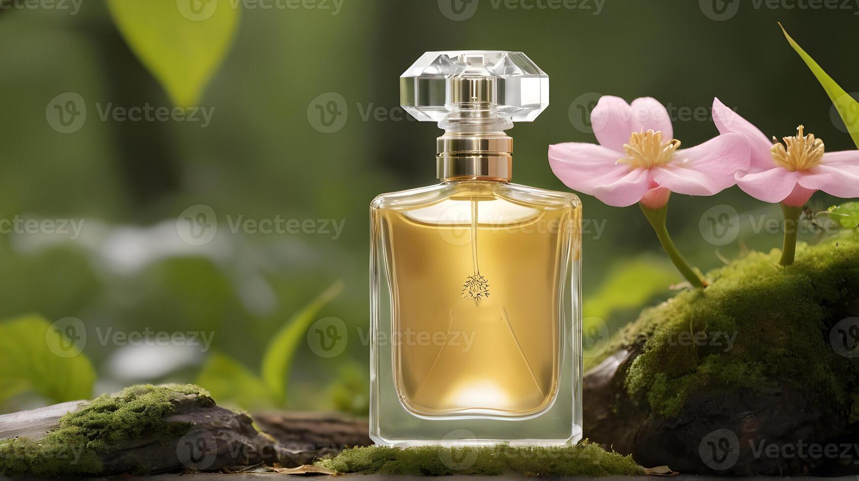 luxe parfum fles in de natuur foto