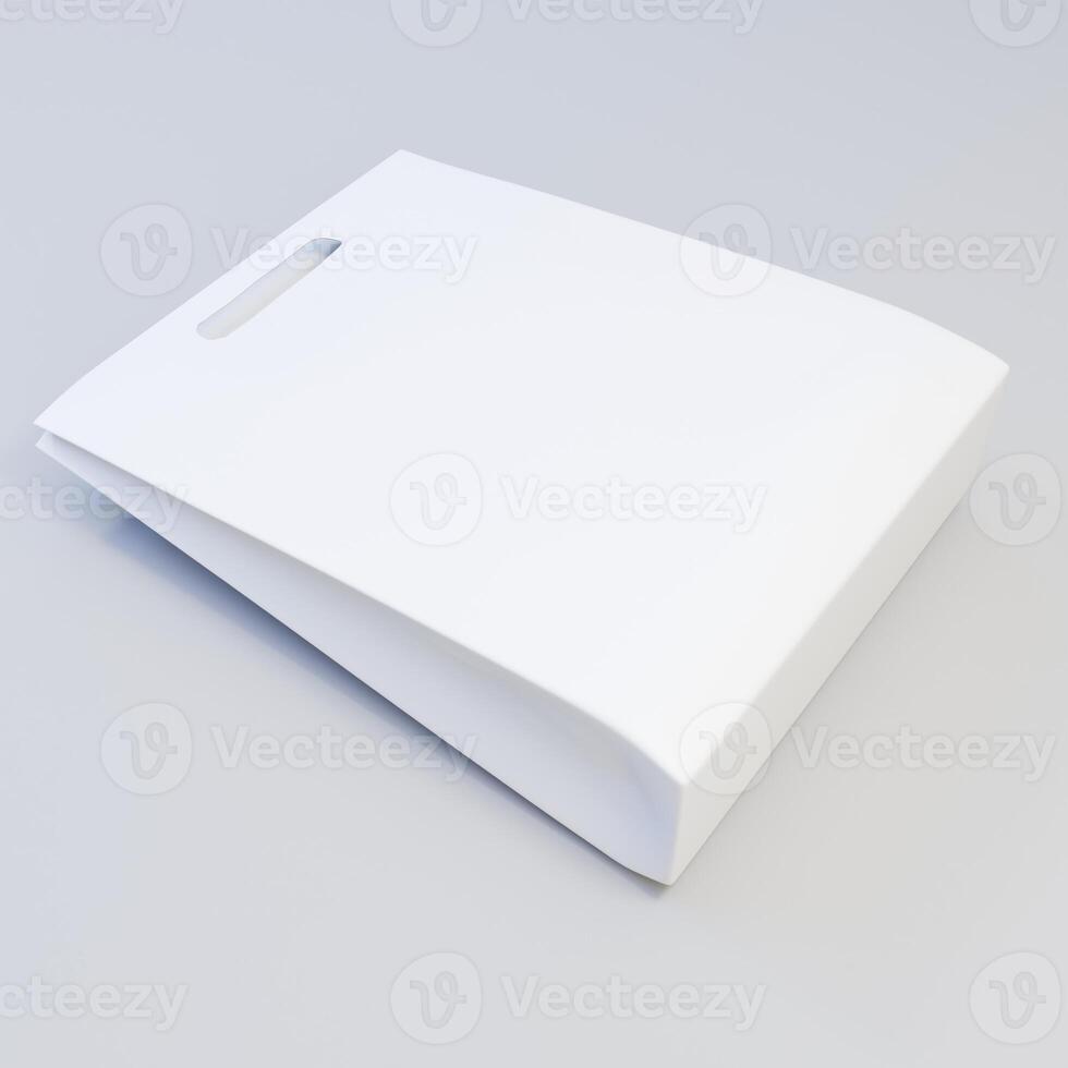 3d weergegeven papier zak sjabloon. verpakking mockup ontwerp geïsoleerd Aan wit achtergrond foto