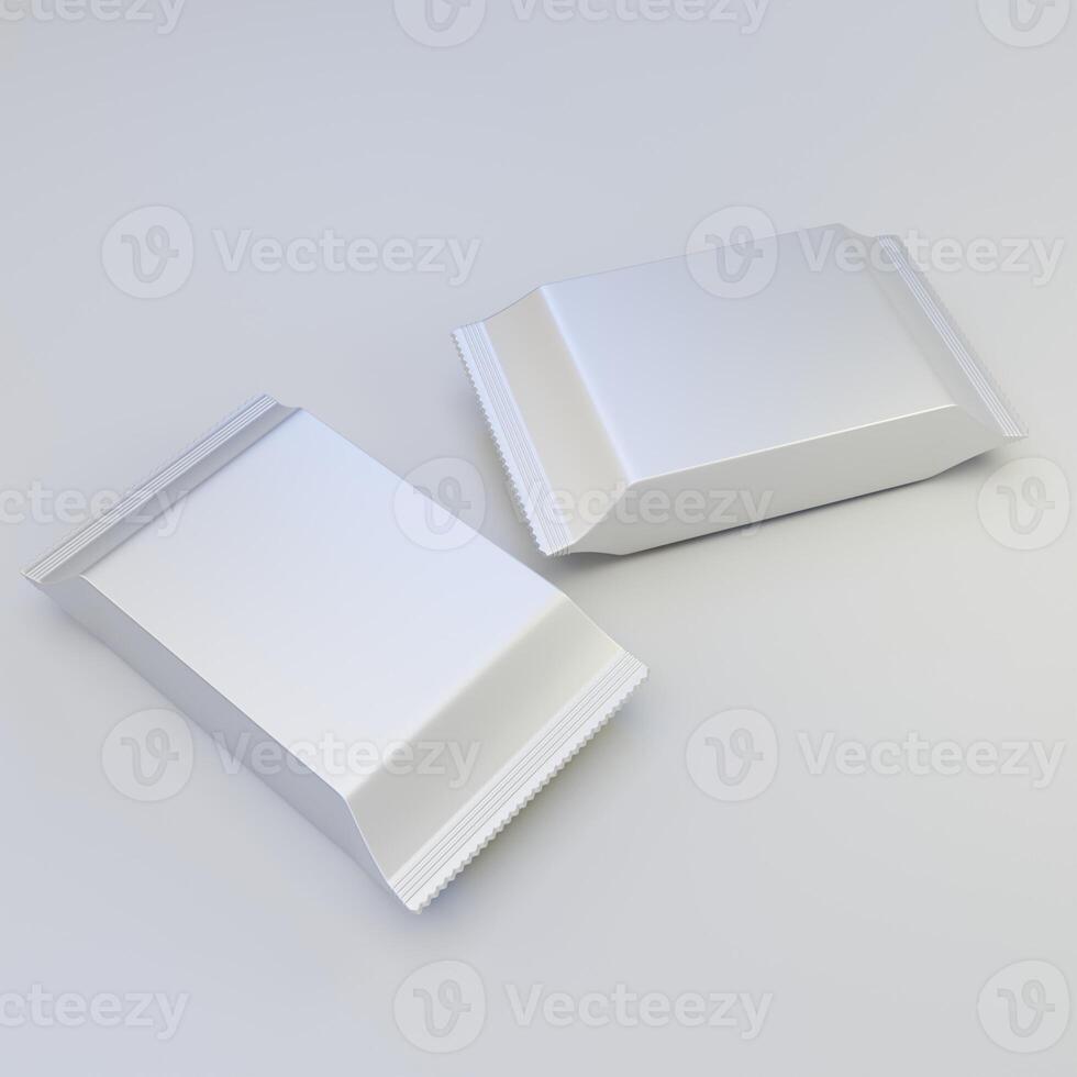 aluminium folie stromen pak verpakking mockup Aan wit achtergrond foto
