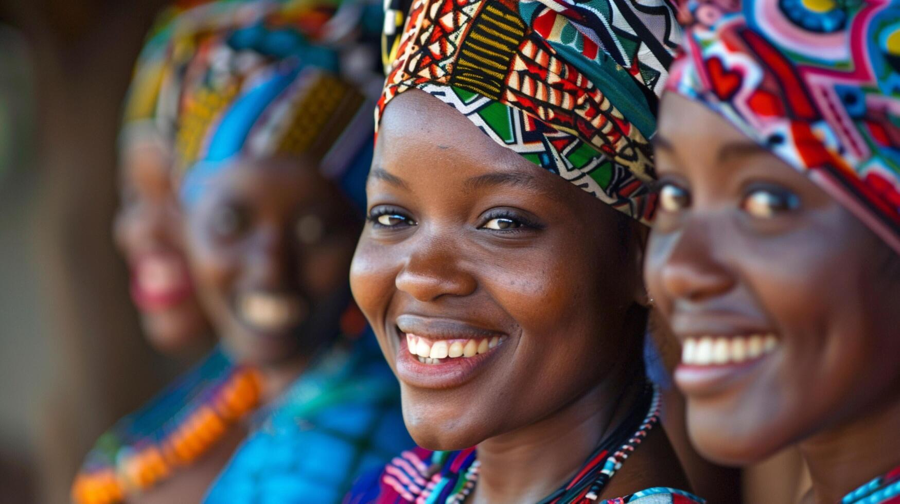 Afrikaanse Dames glimlachen vervelend traditioneel kleding foto