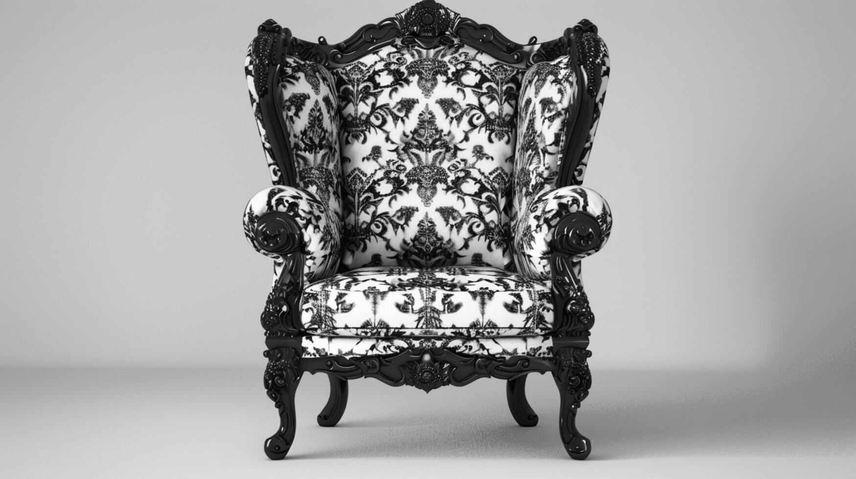 antiek fauteuil zwart en wit gevormde elegant foto