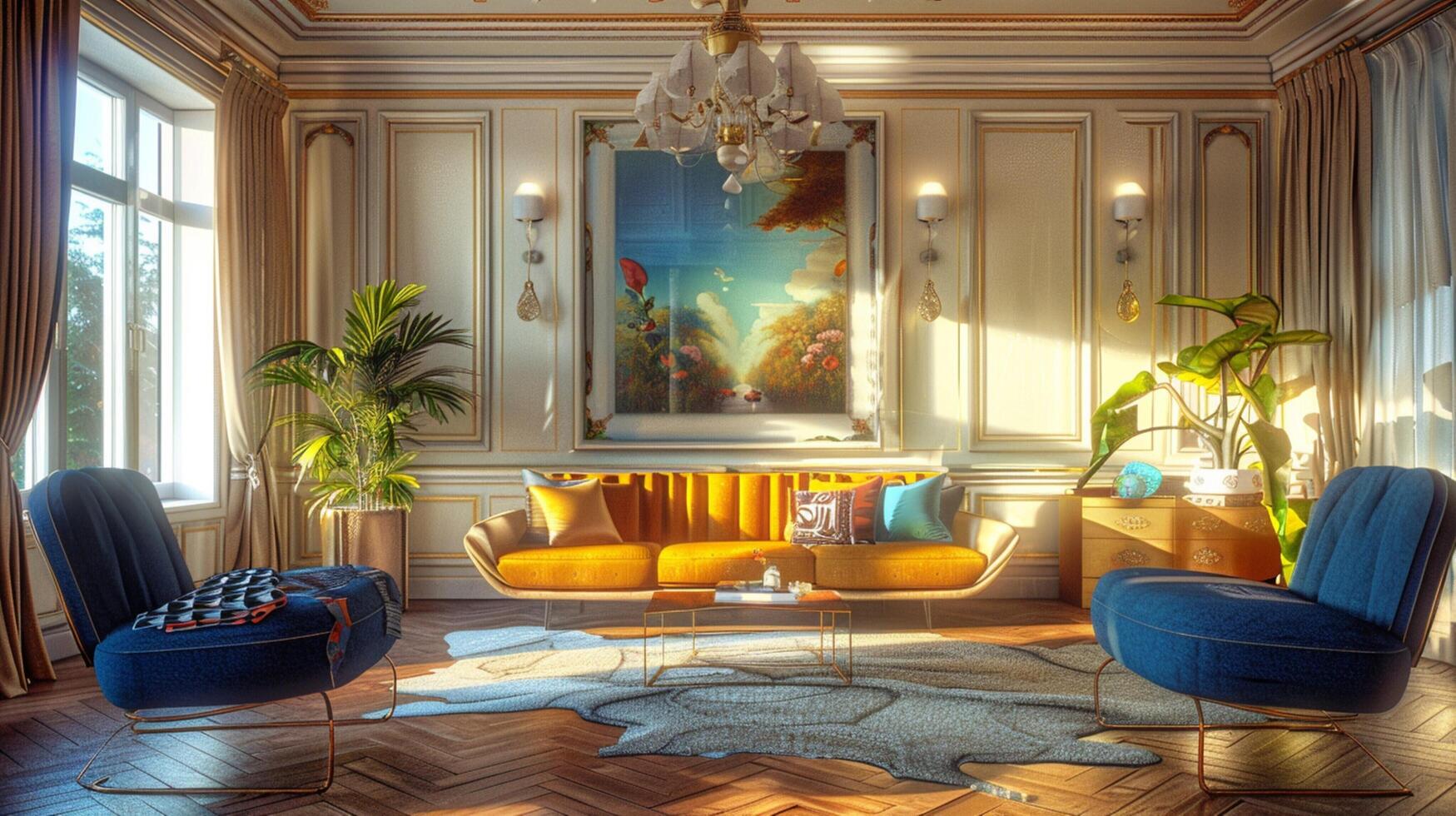 kunst deco luxe en elegant appartement interieur foto