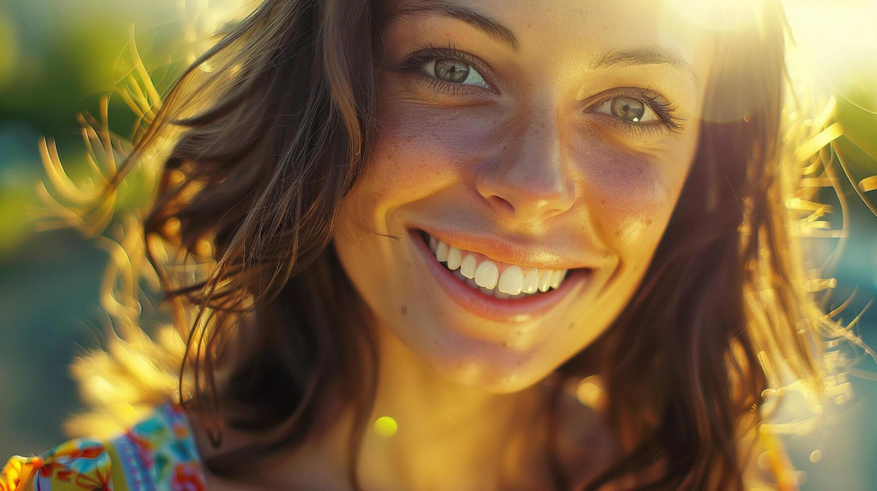 mooi jong vrouw in een zomer jurk glimlachen foto