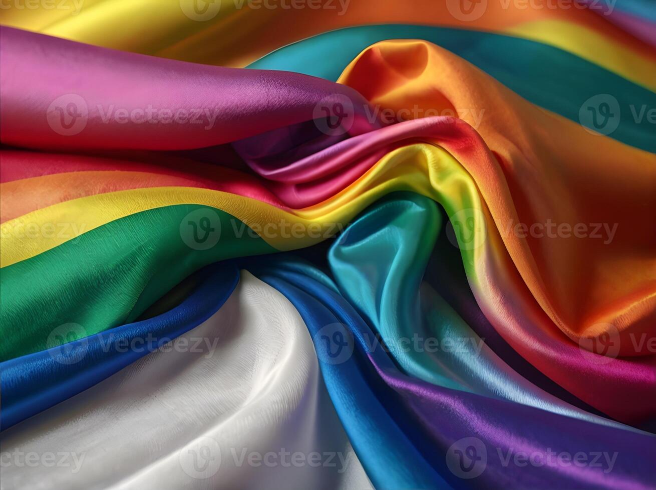 glimmend licht regenboog zijde kleding stof met draperie, vouwen, veelkleurig irisaties. golvend satijn kleding textuur, abstract achtergrond. glad draperen materiaal foto