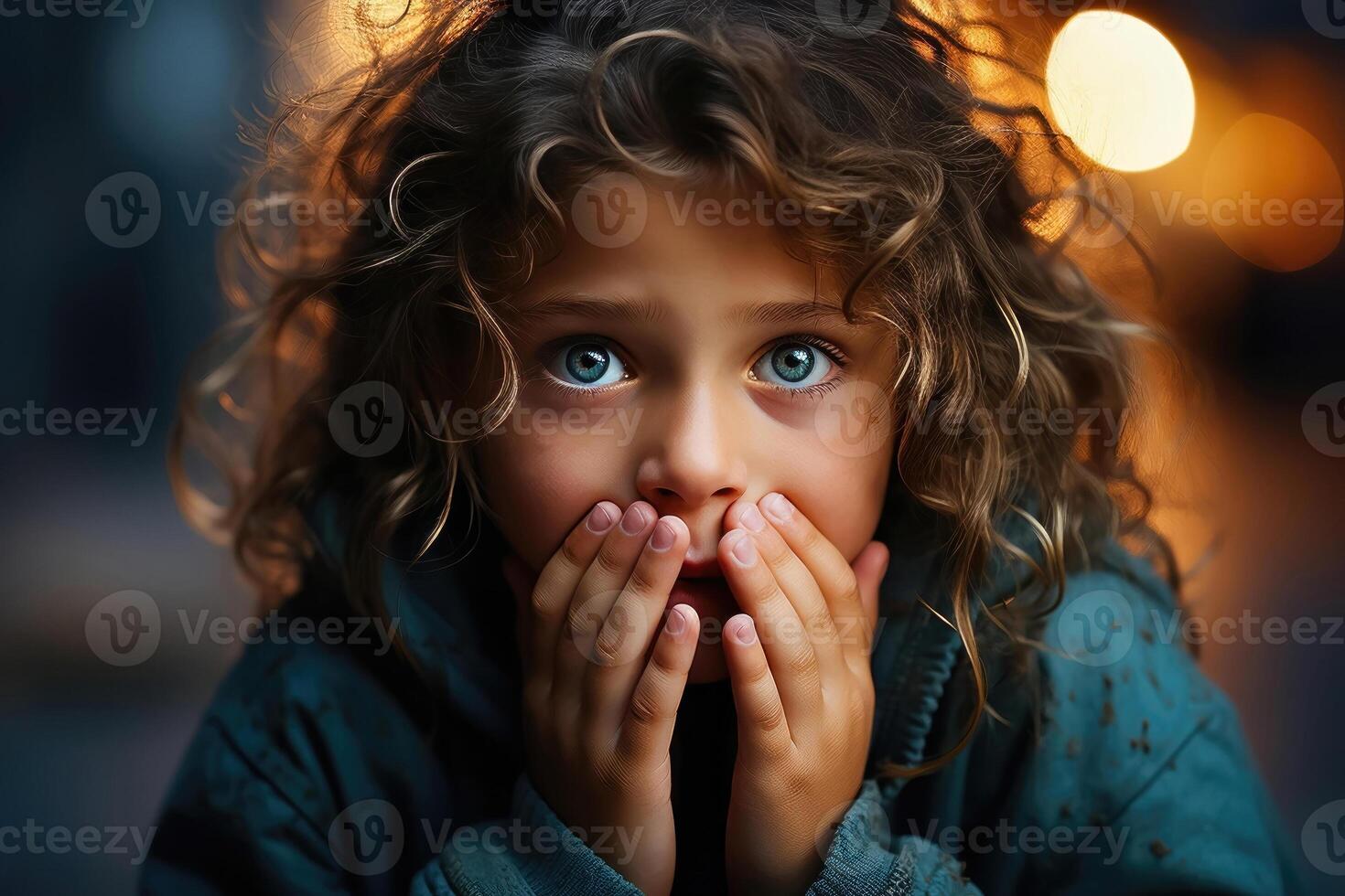 portret van een bang kind uitdrukken angst foto