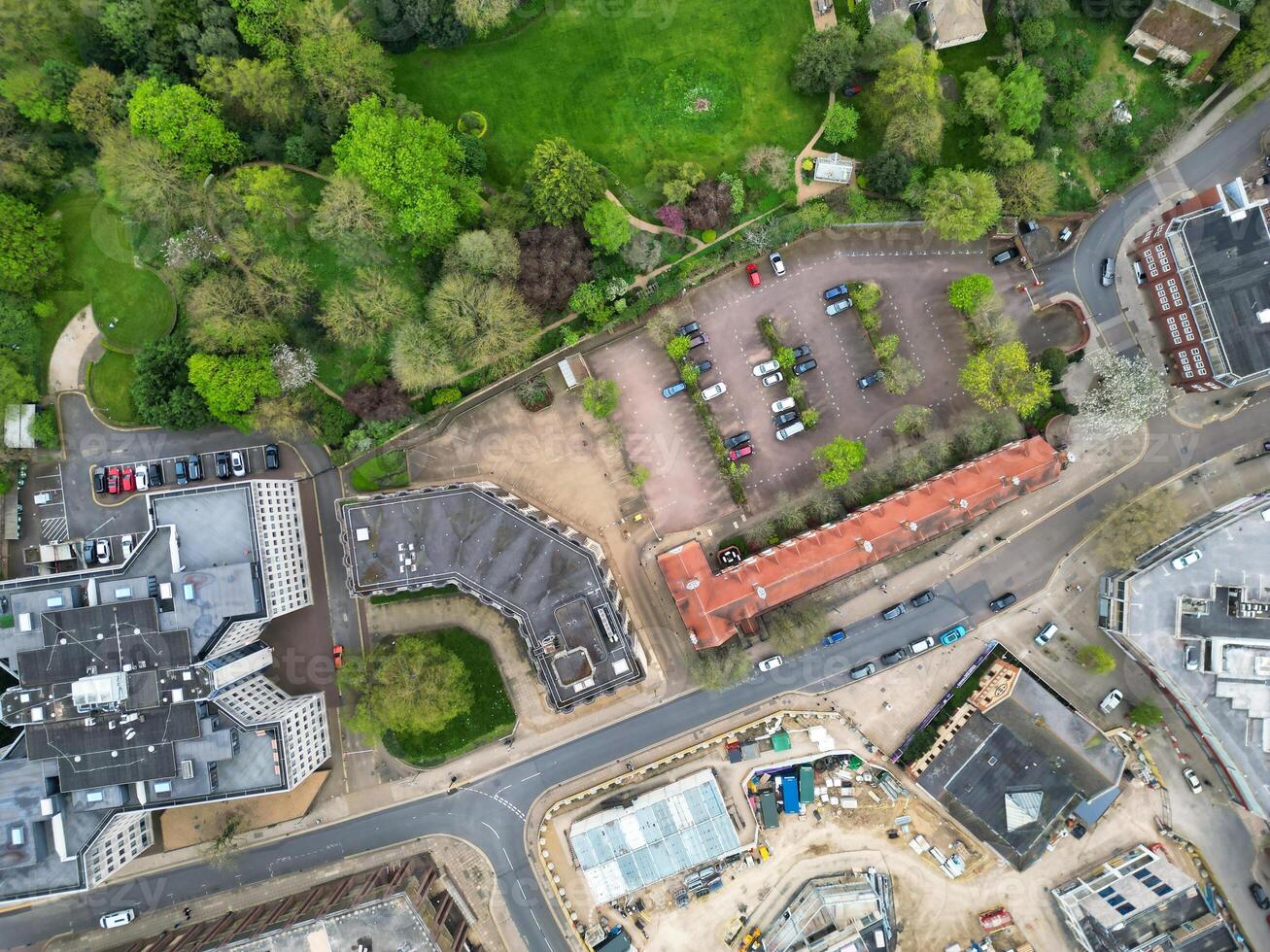 hoog hoek visie van centraal peterborough stad van Engeland Verenigde koninkrijk. april 11e, 2024 foto