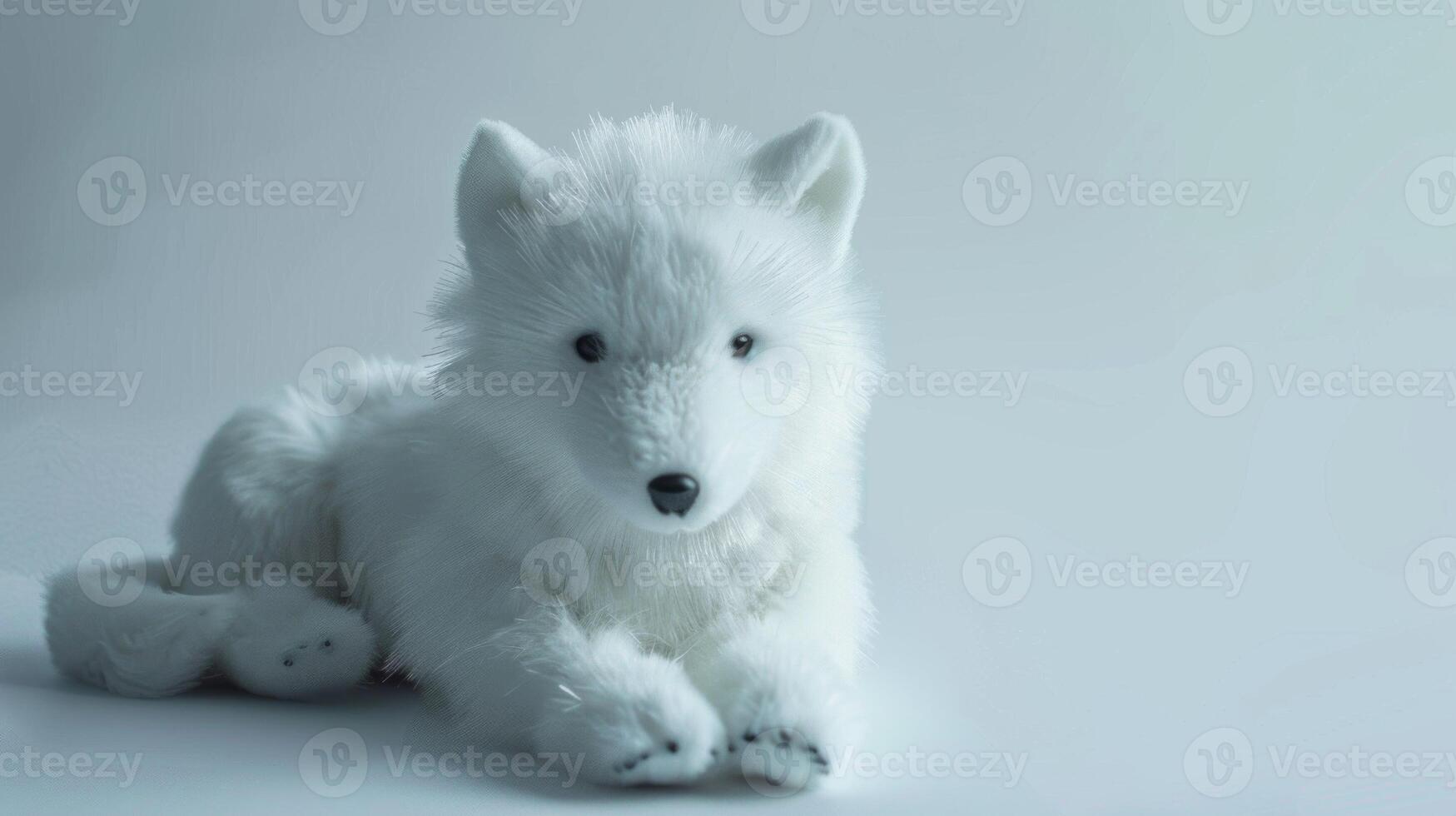 pluche speelgoed- wolf met pluizig wit vacht ontworpen net zo een zacht en schattig dier speelbal foto