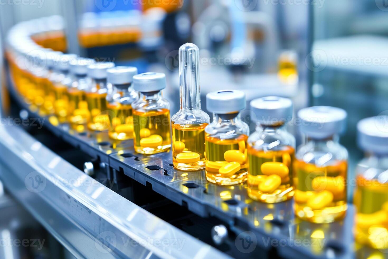 farmaceutisch fabricage productie lijn fabriek van medisch Gezondheid drug en schoonheid. foto