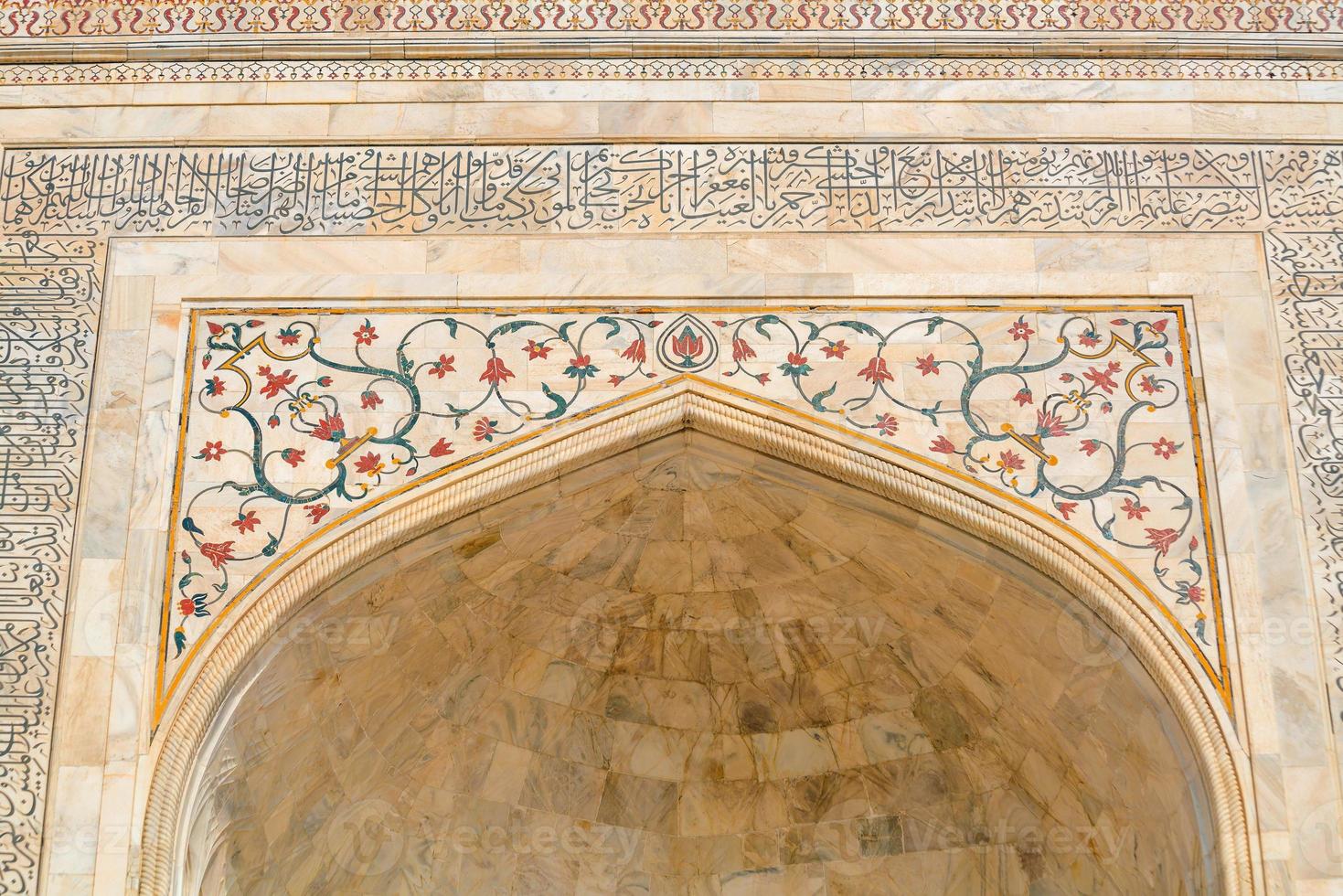 details van decoraties in taj mahal foto