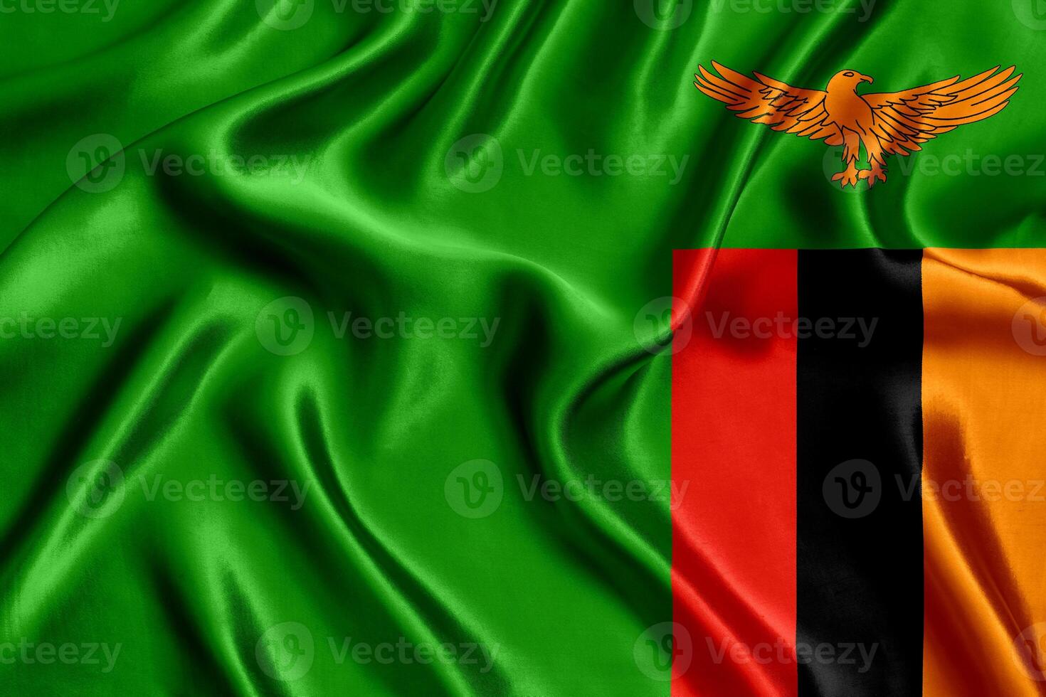 vlag van Zambia zijde detailopname foto