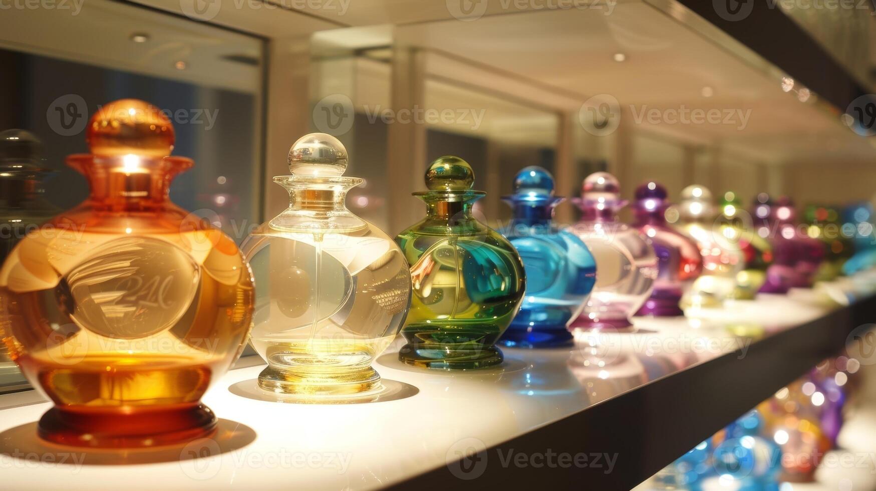 een verzameling van ontwerper parfums van in de omgeving van de wereld presentatie van de globaal in beroep gaan en verscheidenheid van geuren in de verzameling foto