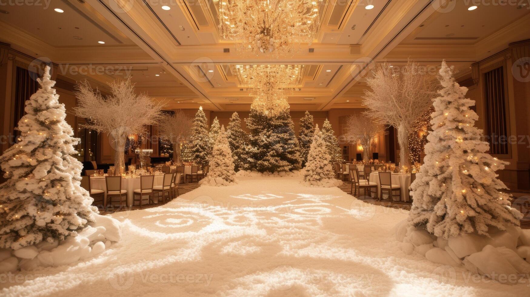 achtergrond Bijwonen een vakantie partij Bij een luxueus hotel met een winter wonderland thema foto