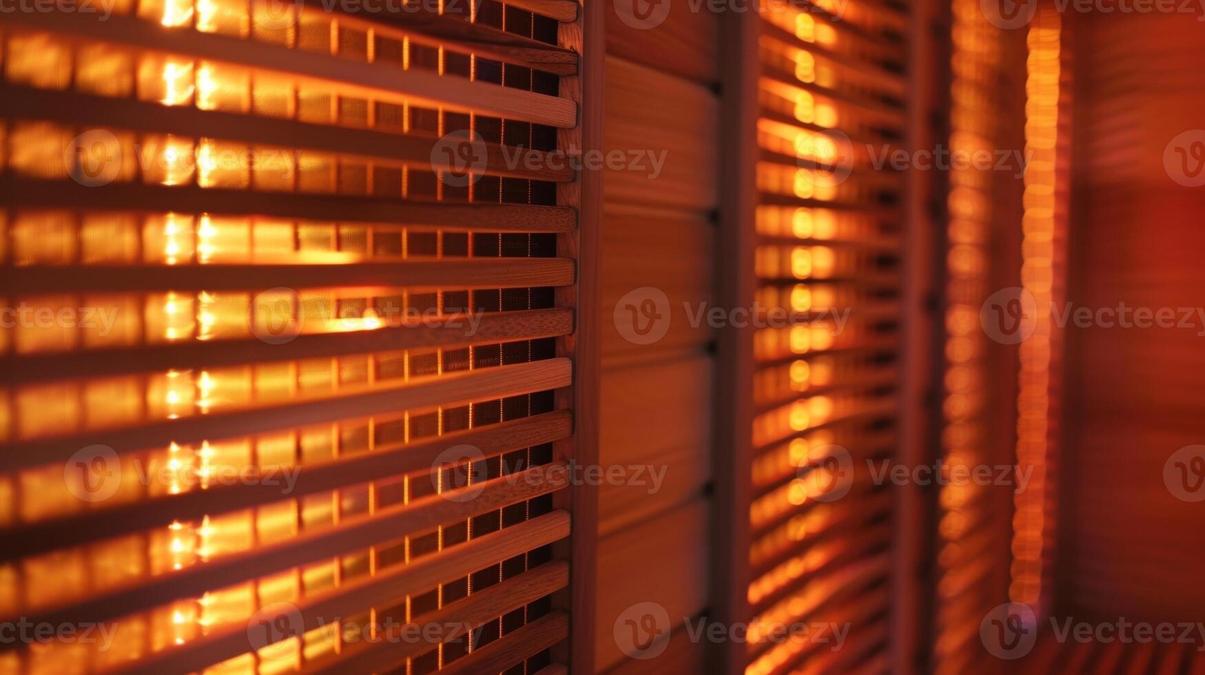 een detailopname van een infrarood sauna's verwarming panelen emitting veilig en behandelen warmte dat traten diep in de longen bevorderen Doorzichtig luchtwegen. foto