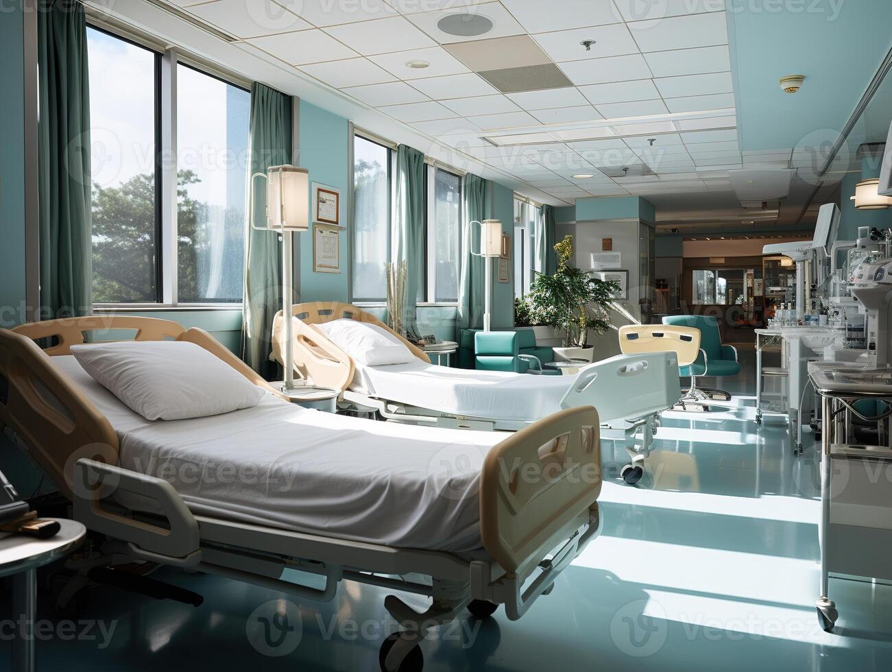 ai gegenereerd interieur van de kamers van een modern ziekenhuis generatief ai foto