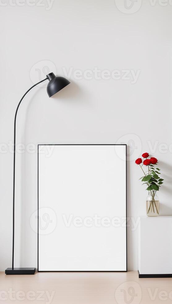 leeg kader mockup in modern minimalistische interieur, foto