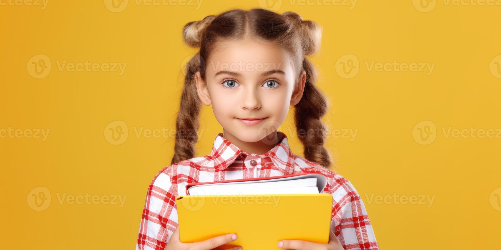 kind met rugzak en boeken terug naar school- foto