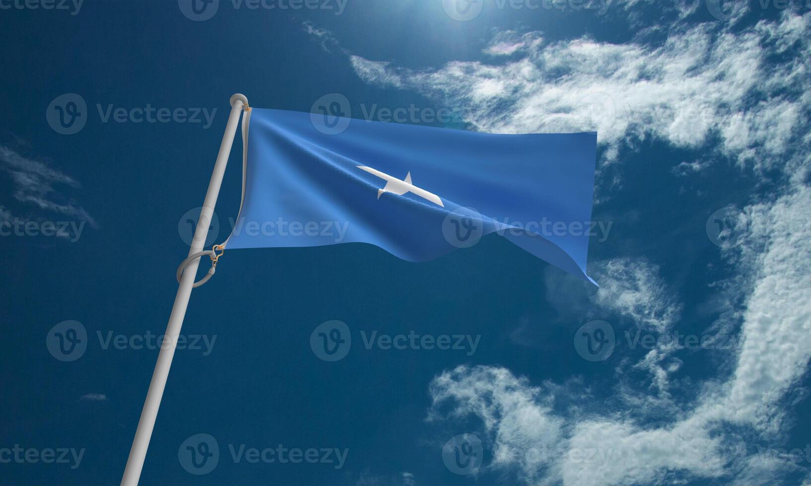 top visie Somalië vlag blauw lucht wolk achtergrond Somalisch golvend achtergrond regering politiek economie vlaggenmast textiel diplomatie oorlog leger soldaat Internationale handel eenheid wedstrijd samenwerking foto