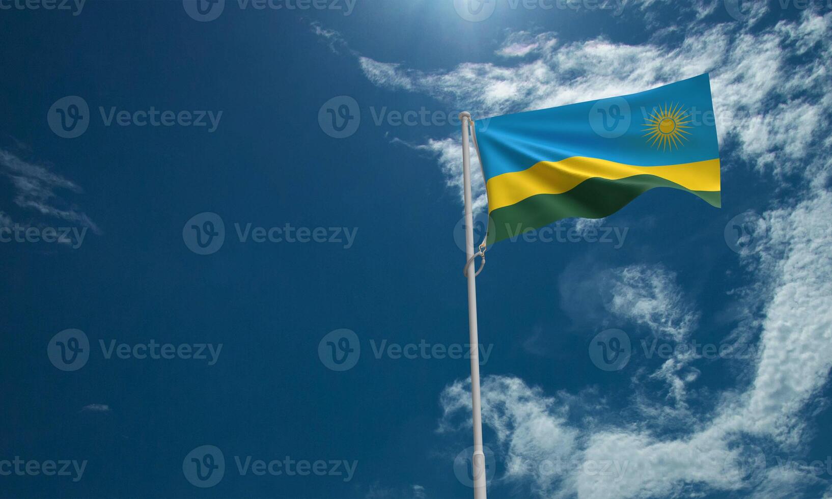 rwanda vlagkopie ruimte blauw lucht achtergrond behang kopiëren ruimte rwanda regering embleem viering patriottisme vlaggenmast wereld Internationale relatie handel samen wedstrijd onafhankelijkheid dag 1 eerste foto