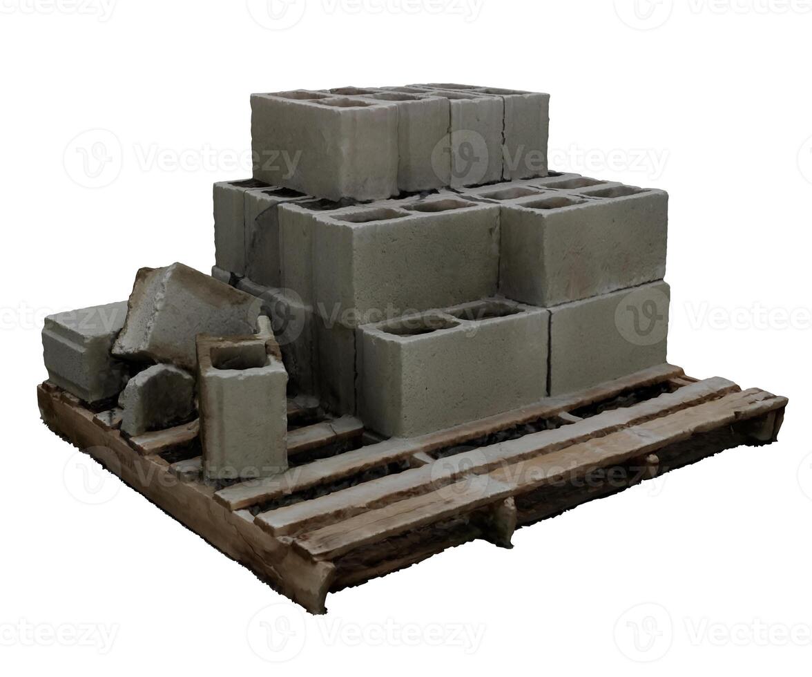 3d renderen beton blokken Aan pallet, bouw materiaal concept foto