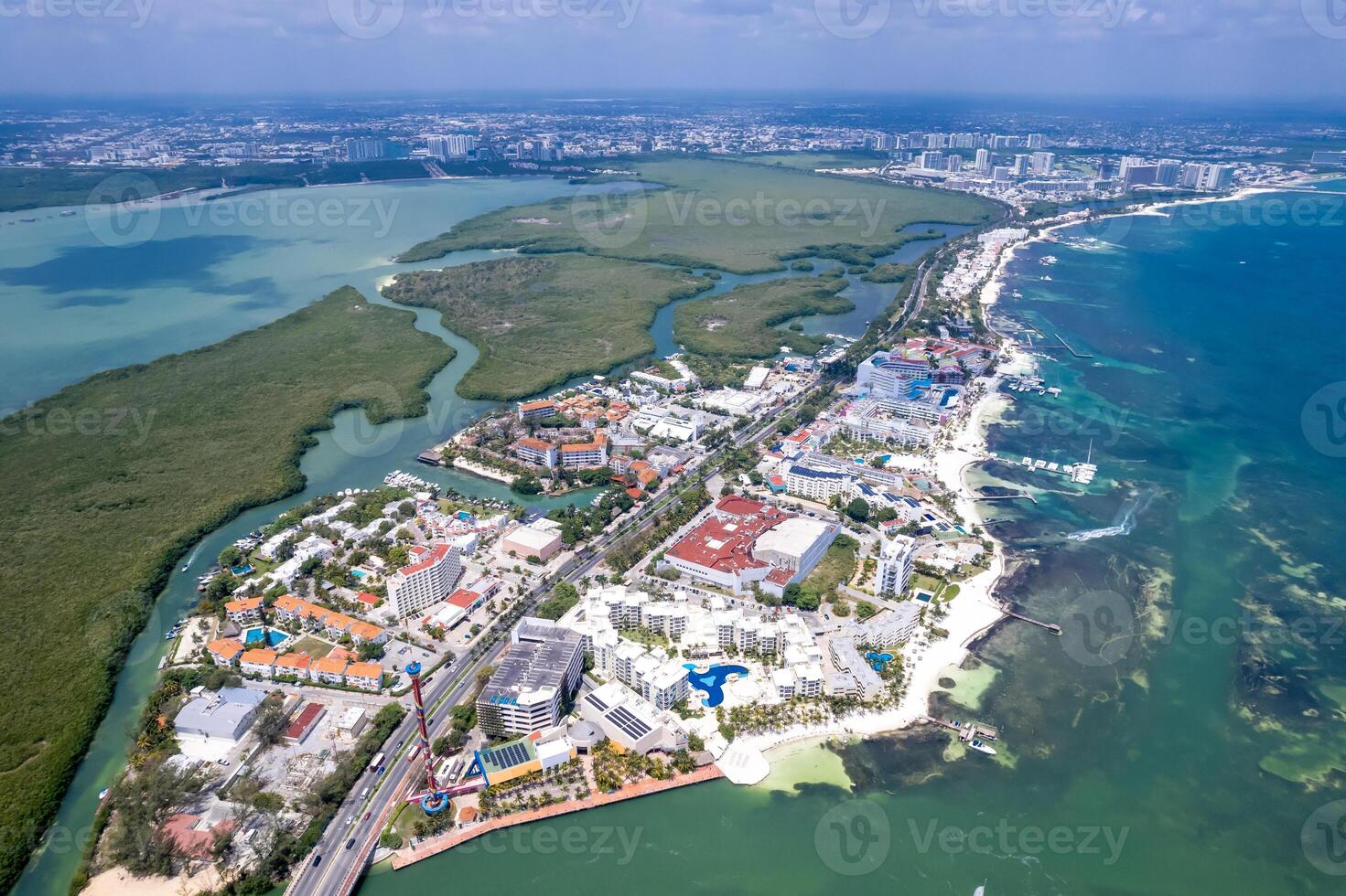 antenne visie van Cancun hotel zone, Mexico foto