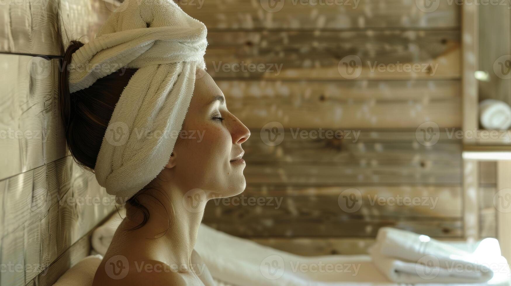 de warmte van de sauna en de verfrissend gevoel van een gelaats creëren de perfect balans van warmte en koelte. foto
