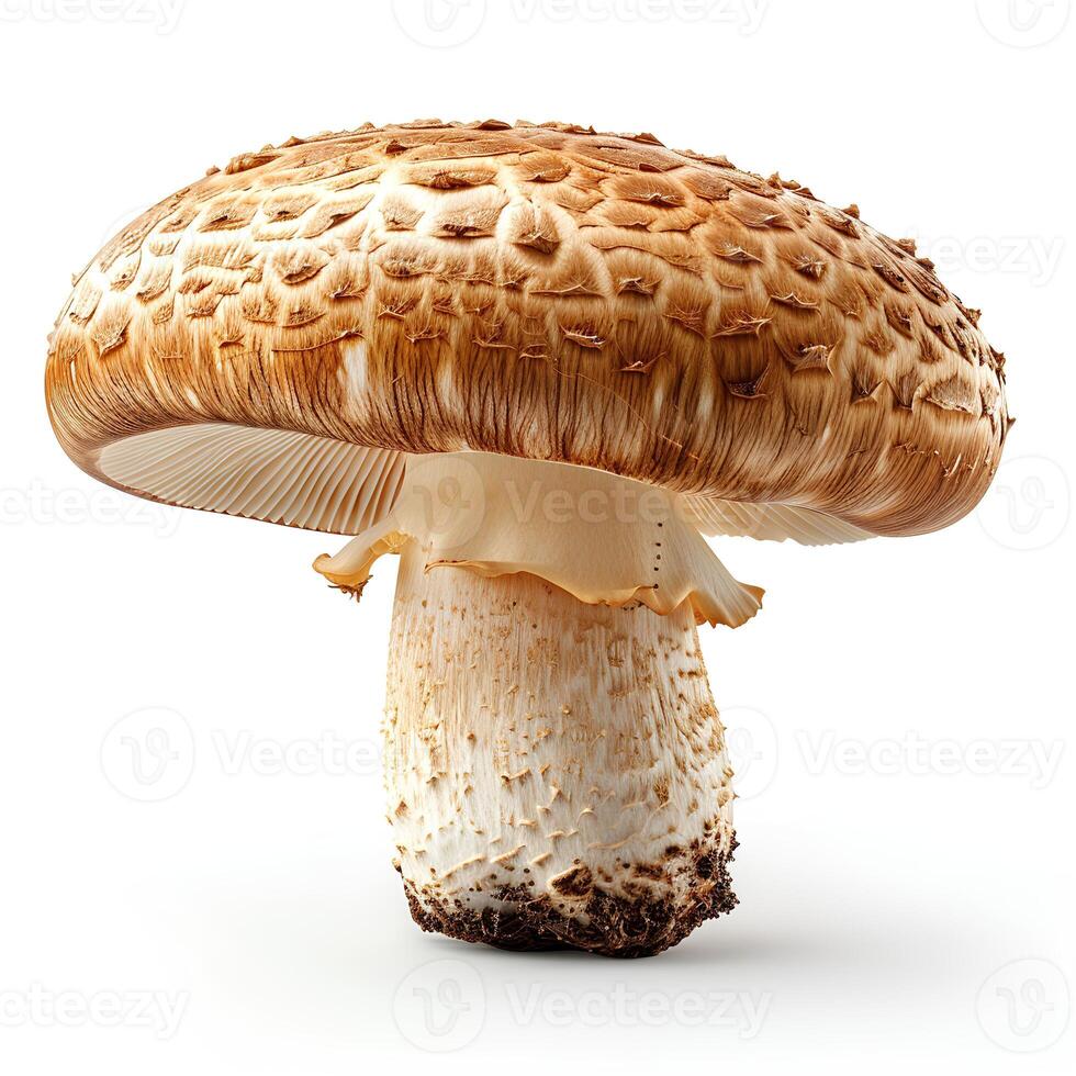 champignon edulis paddestoel geïsoleerd Aan wit achtergrond met schaduw foto