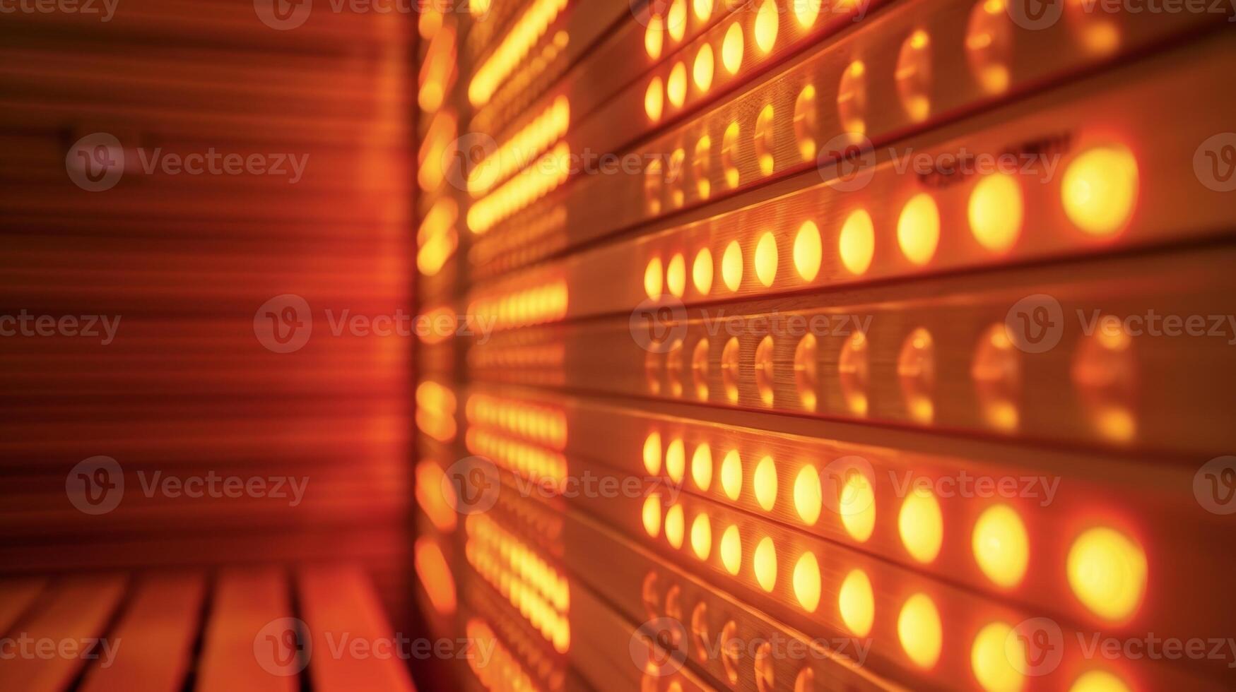 een detailopname van de infrarood sauna's verwarming panelen emitting golven van infrarood licht geloofde naar behandelen dieper in de lichaam en voorzien groter pijn Verlichting voor migraine. foto