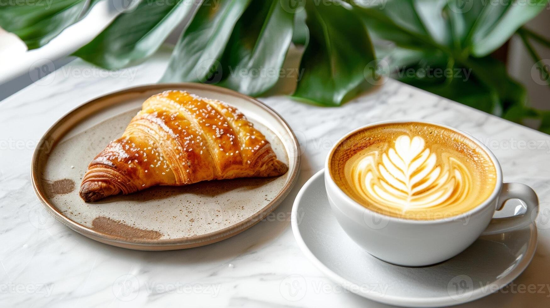 begin uw dag Aan een zoet Notitie met deze tropisch geïnspireerd gebakje en koffie koppelen gemaakt met liefde en de beste ingrediënten foto