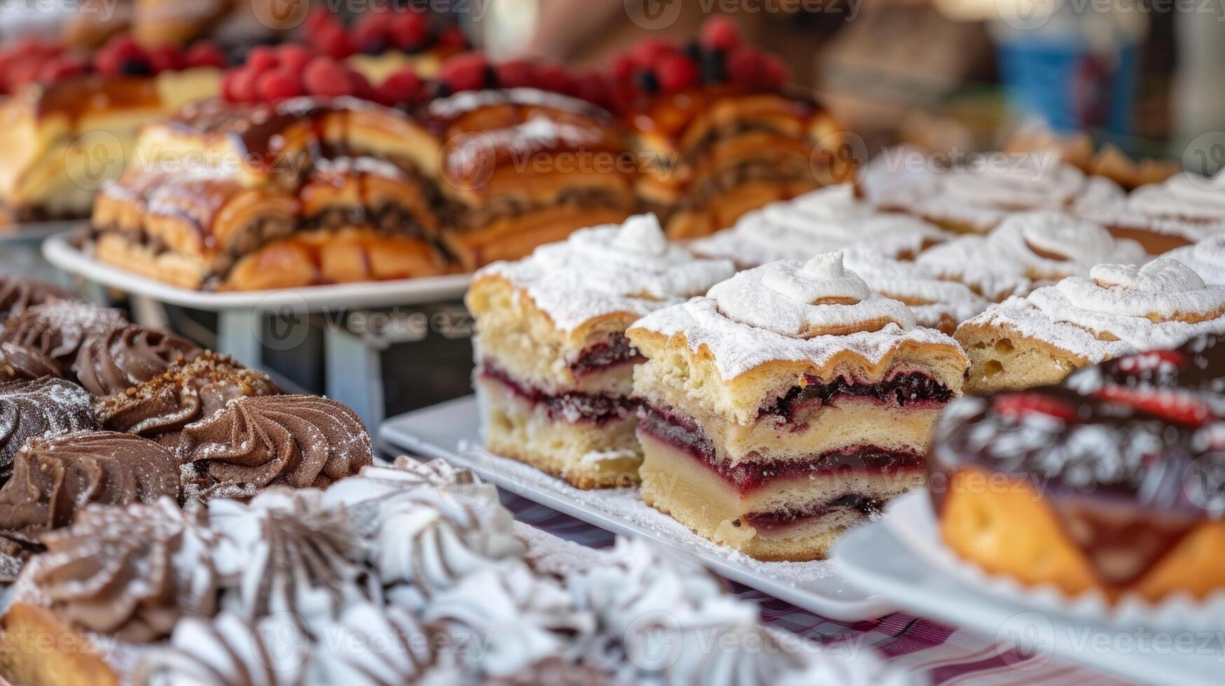 de festival ook aanbiedingen traditioneel Duitse gebakjes en desserts zo net zo appel strudel en zwart Woud taart voor die met een zoet tand foto