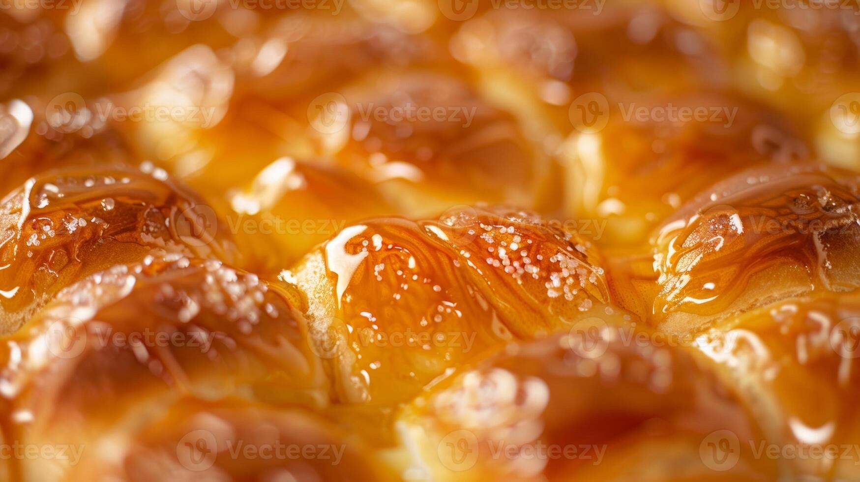 een detailopname van een nog steeds warm brioche brood met haar delicaat wervelingen gecoat in een glimmend honing glazuur foto