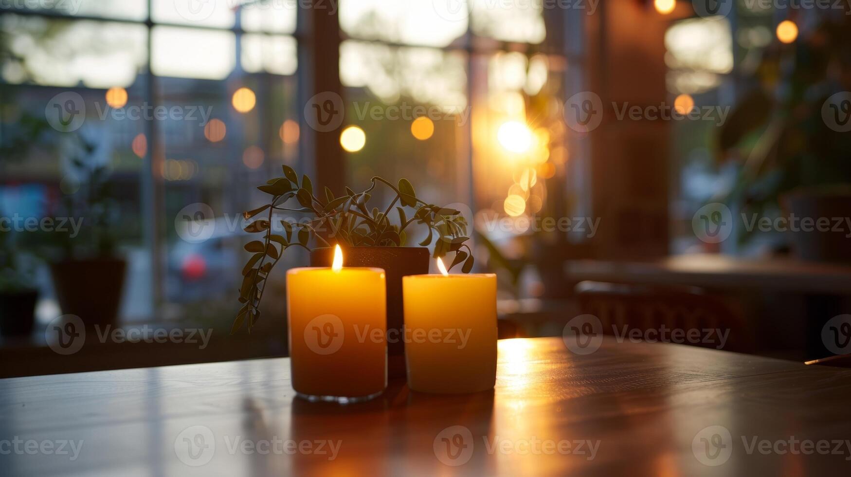 net zo de zon sets buiten de kaarsen in de studio worden de hoofd bron van licht creëren een knus en intiem atmosfeer. 2d vlak tekenfilm foto