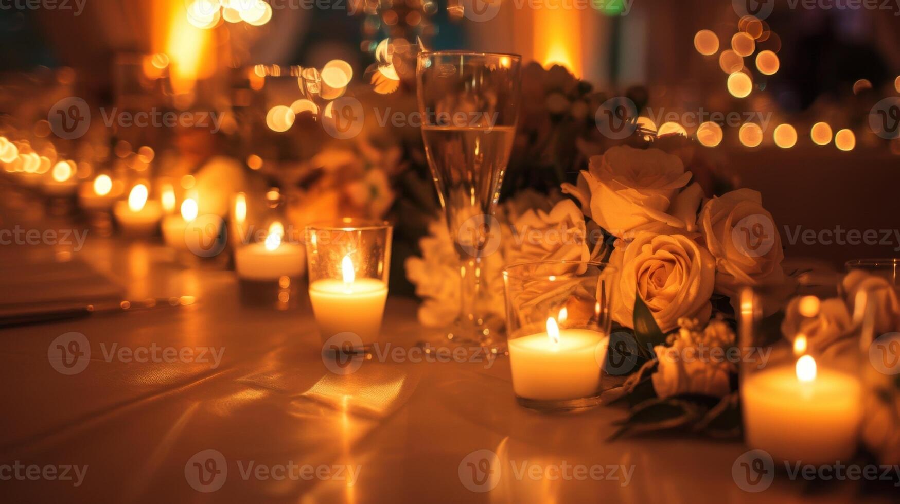 de rechters tafel was omringd door klein kaarsen in glas potten geven de wedstrijd een tintje van elegantie en romantiek. 2d vlak tekenfilm foto