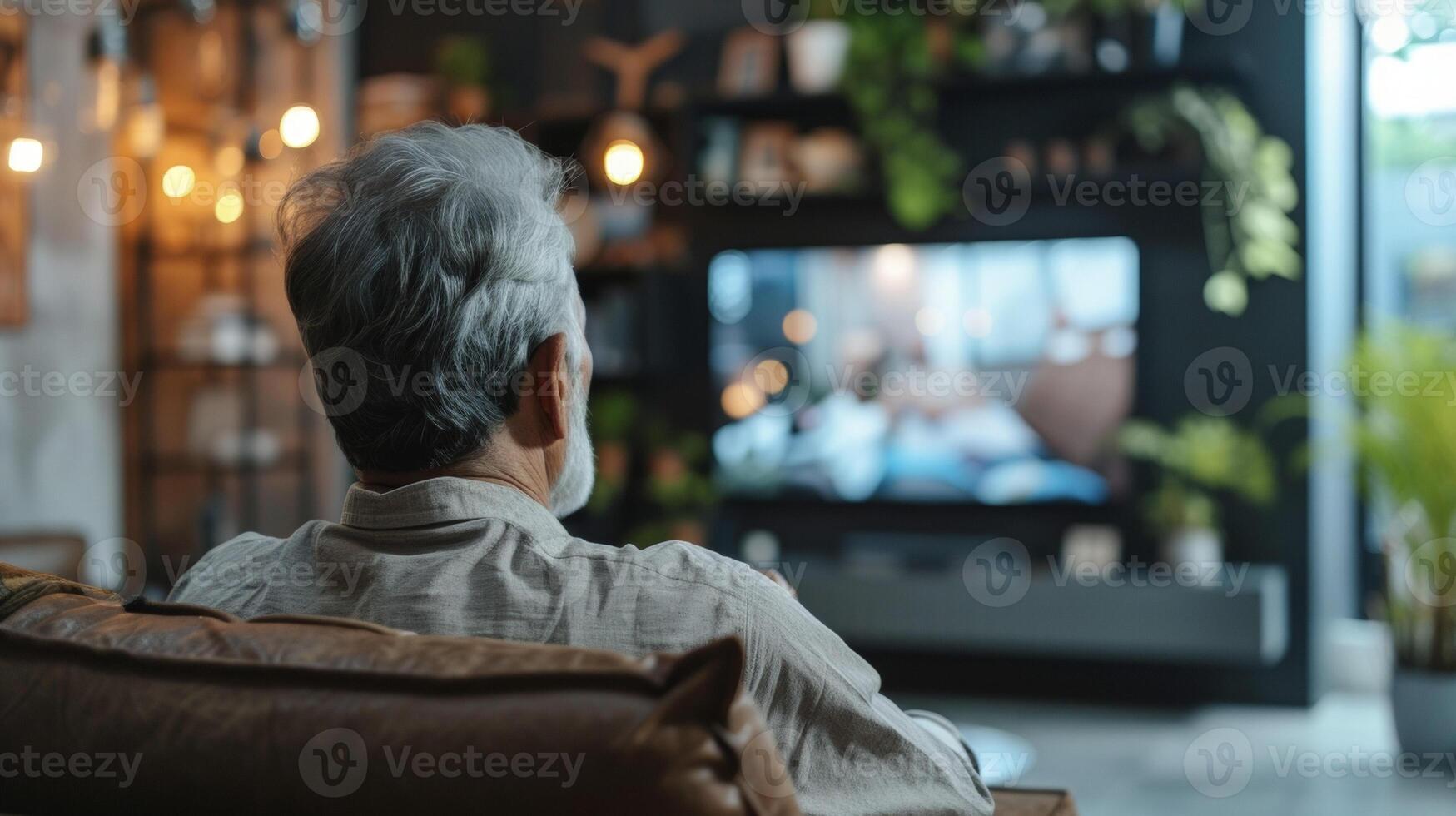 een huiseigenaar aan het kijken een diy vernieuwing tonen Aan TV nemen aantekeningen en geestelijk planning hun De volgende project foto