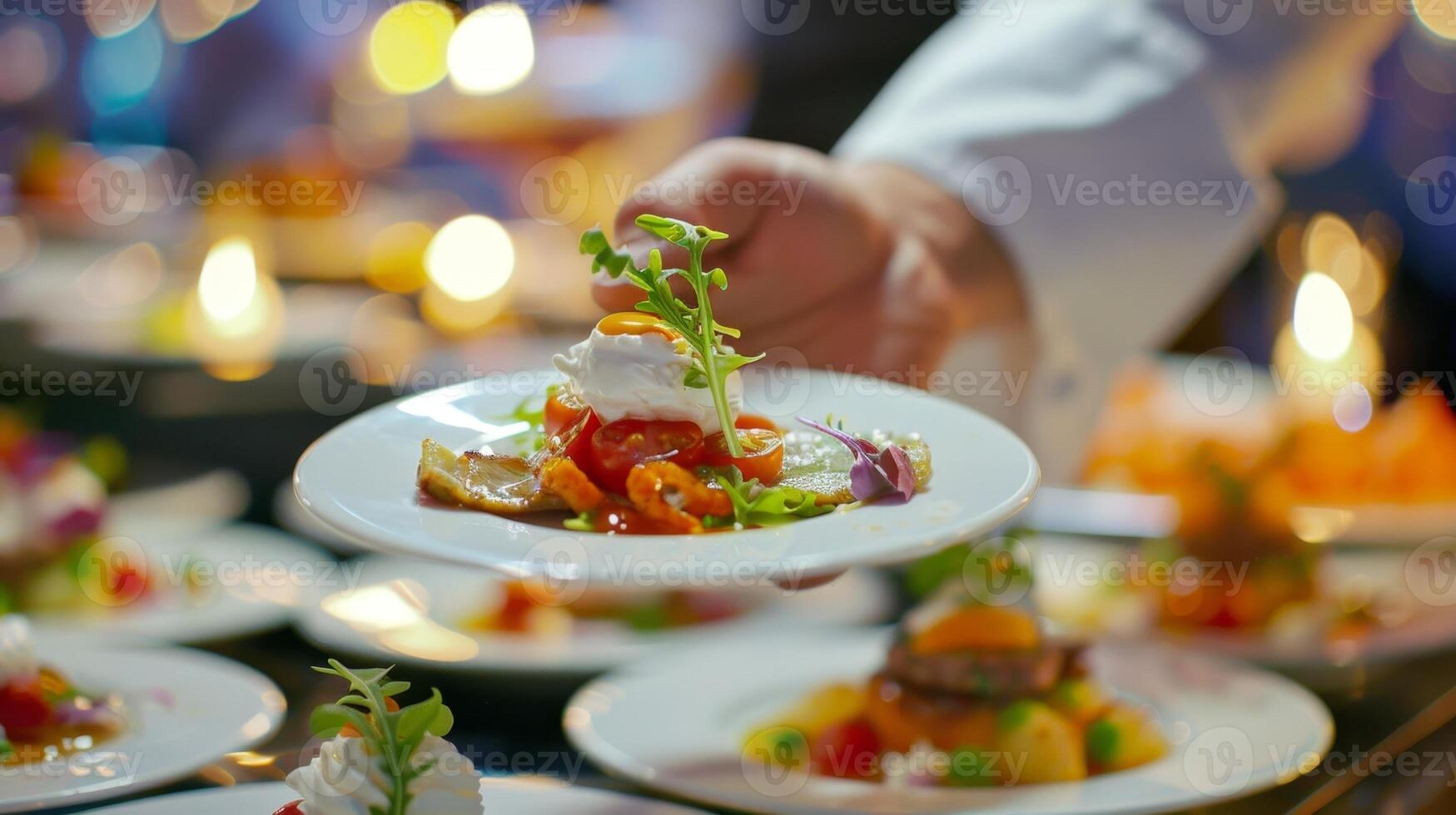 een zin van opwinding en verwachting net zo gasten monster de fijnproever geneugten bereid door de persoonlijk chef genieten elk beet foto