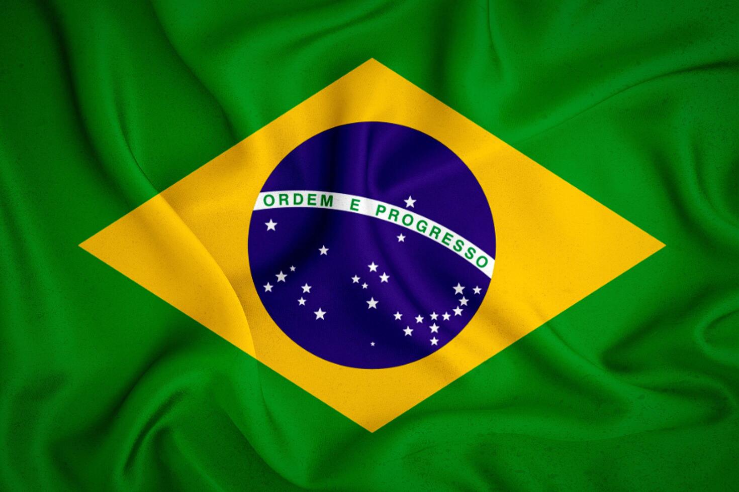 Brazilië vlag achtergrond. Brazilië vlag met kleding stof structuur foto