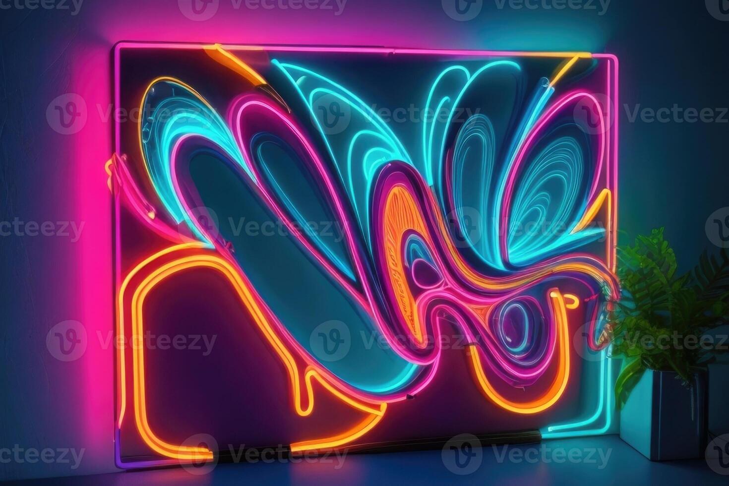 een neon teken met een kleurrijk ontwerp foto