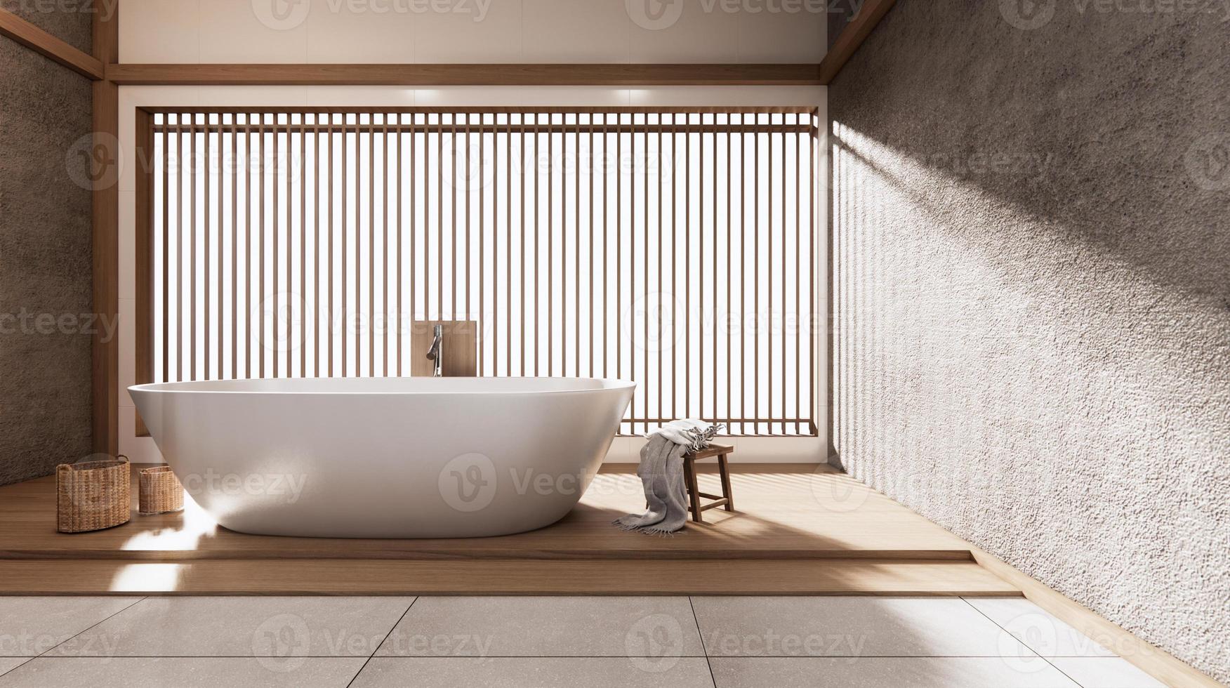 de tropische badkamer Japanse stijl .3D-rendering foto