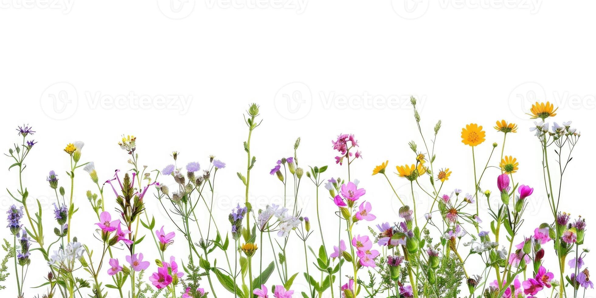 wilde bloemen decoratie bloemen flatlay Aan wit achtergrond foto