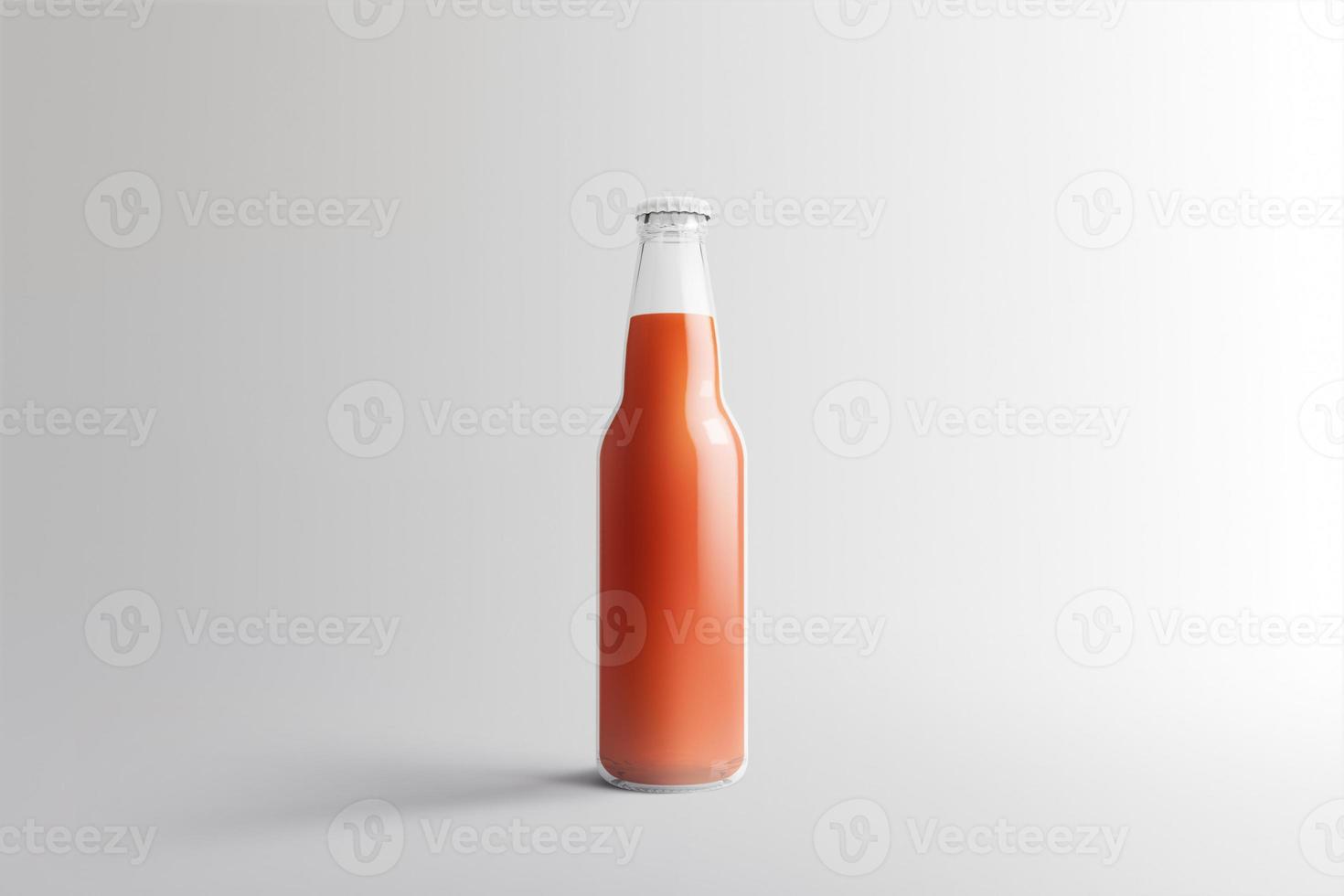 verschillende fruit frisdrank fles, non-alcoholische drank met waterdruppels geïsoleerd op een witte achtergrond. 3D-rendering, geschikt voor uw ontwerpproject. foto