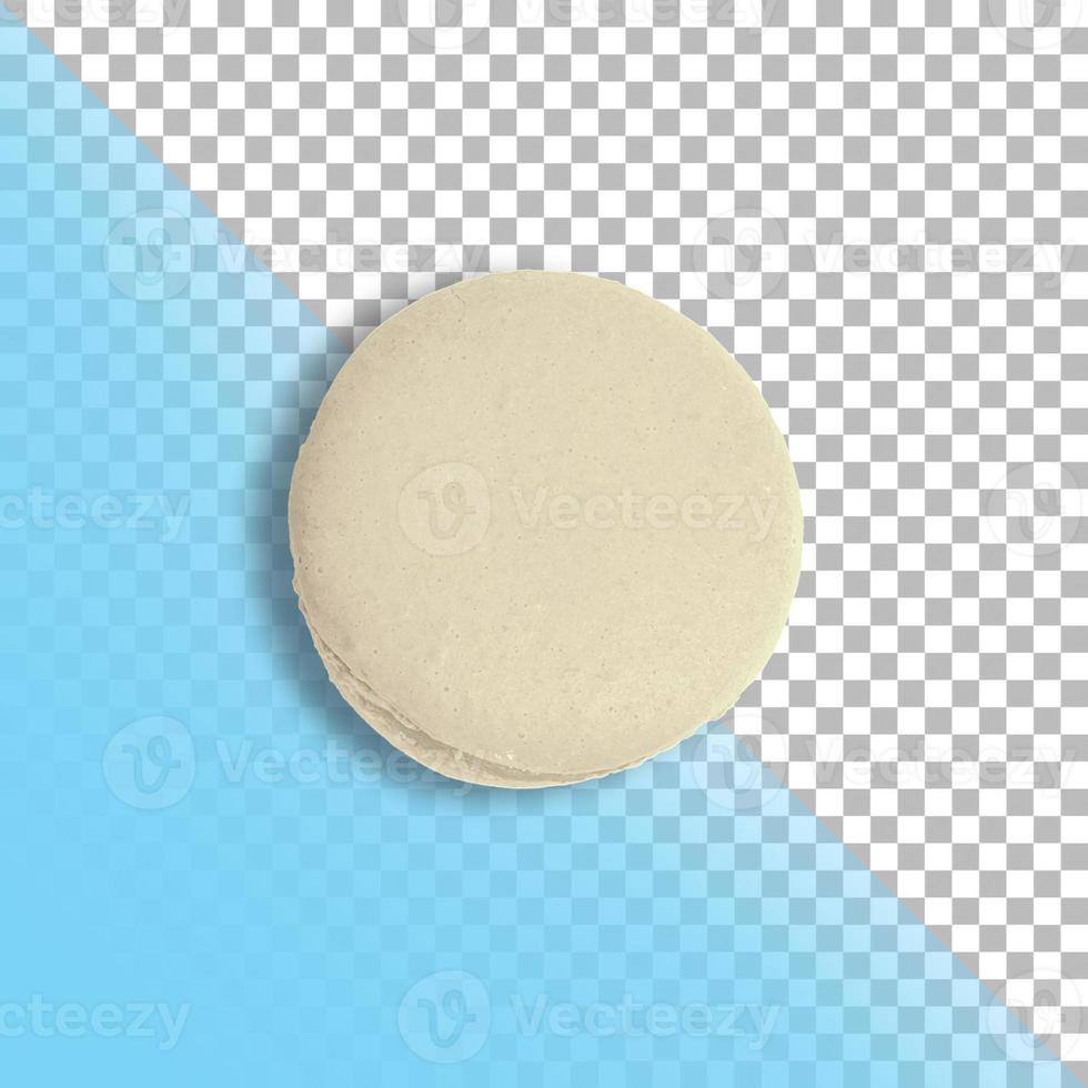 een witte Franse macaron bovenaanzicht geïsoleerd op transparante achtergrond. foto