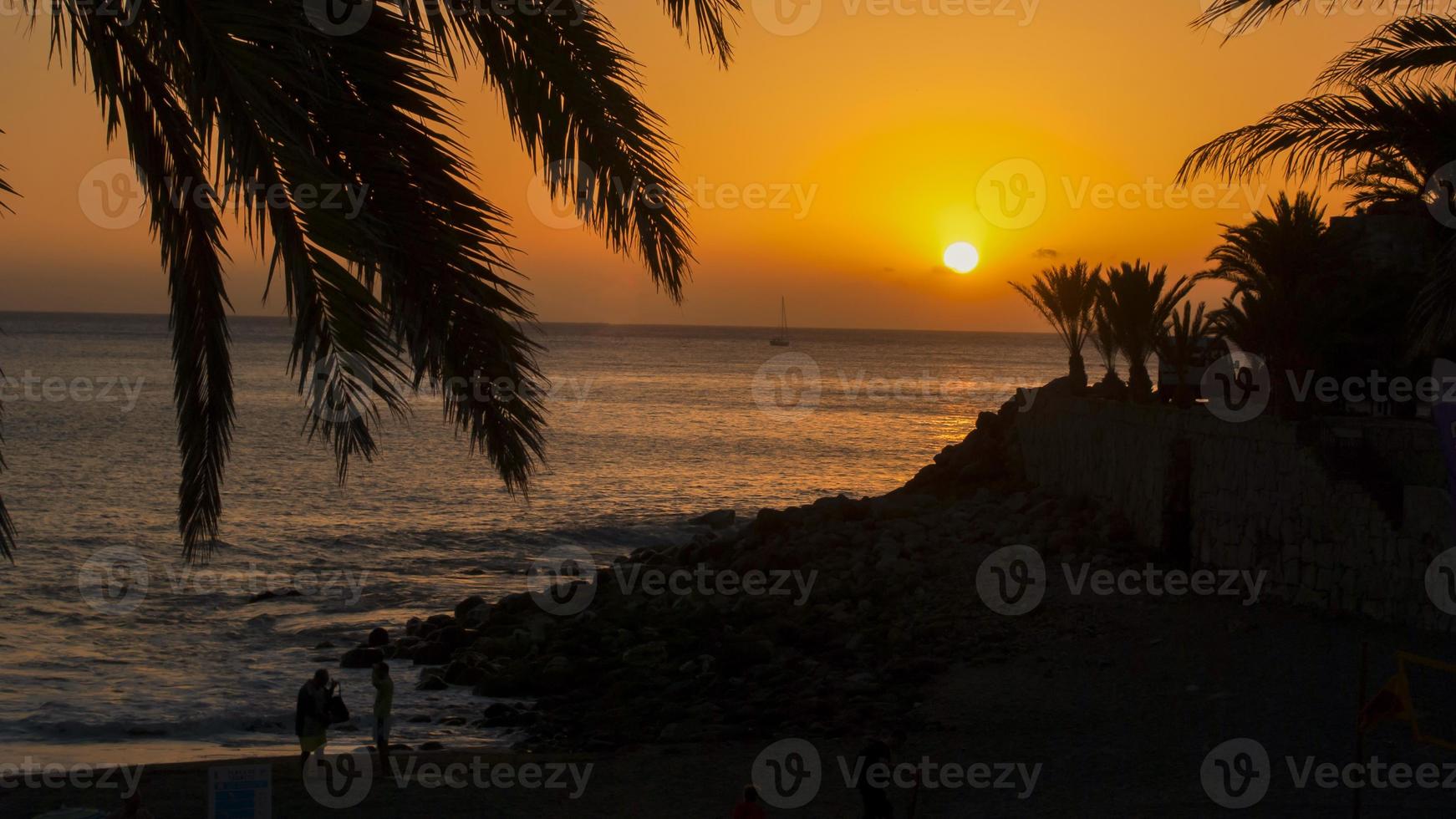 zonsondergang in Maspalomas, Canarische Eilanden foto