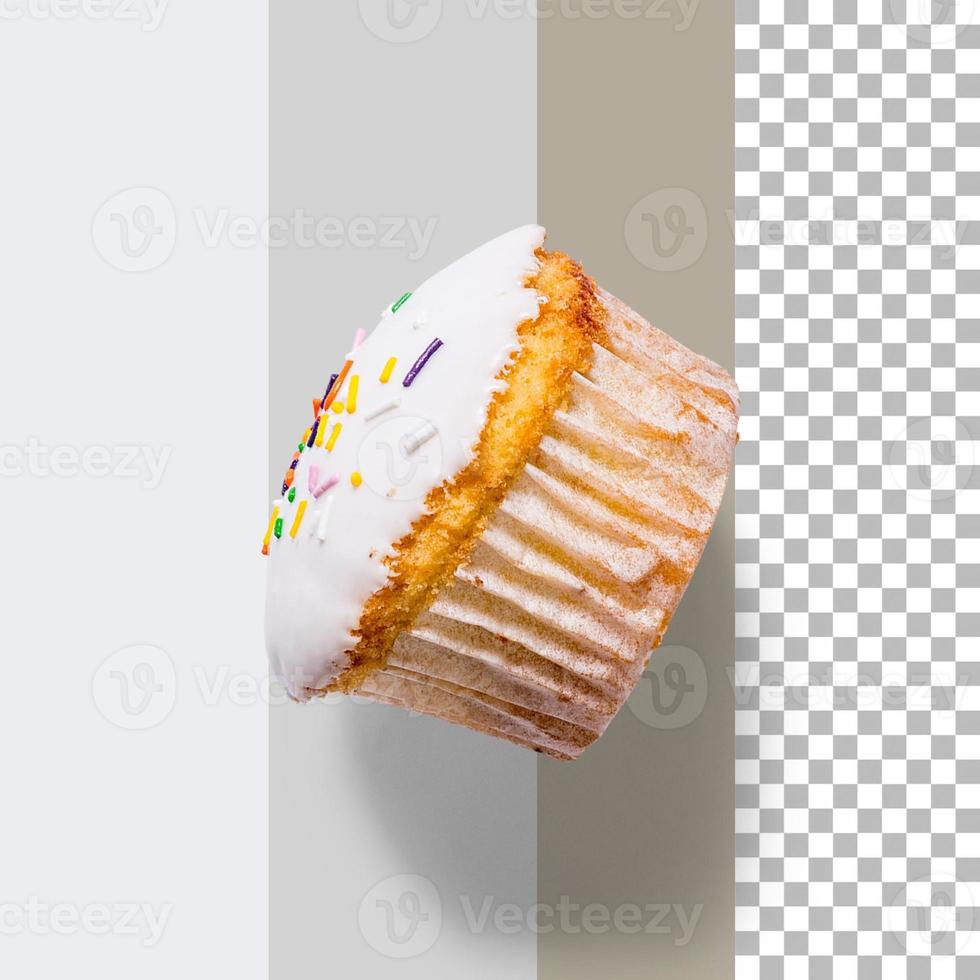 bovenaanzicht heerlijke zelfgemaakte cupcake geïsoleerd foto