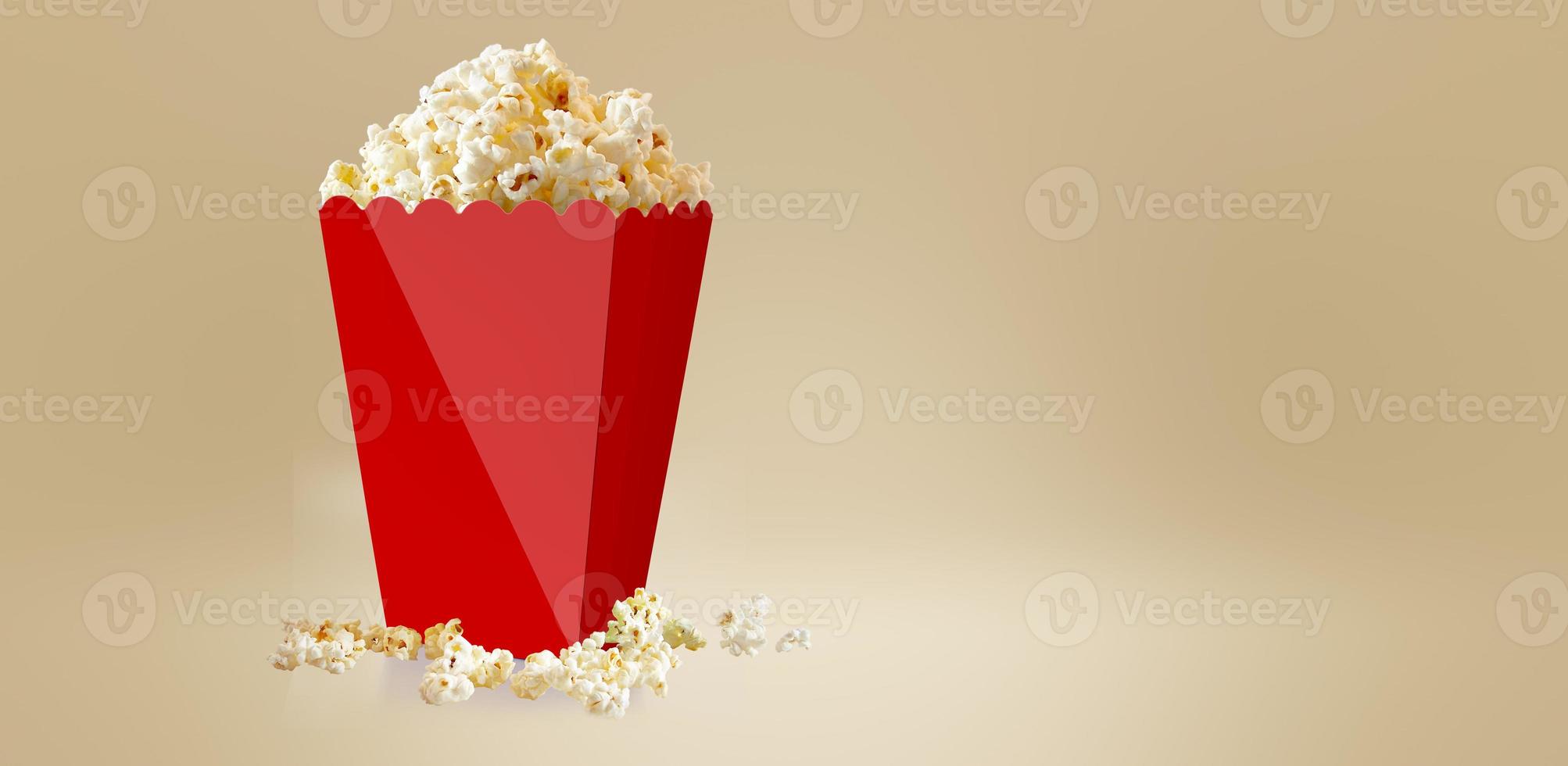 zoute popcorn geïsoleerd op een witte achtergrond, 3D-rendering rode kop kartonnen doos. geschikt voor uw ontwerpelement. foto