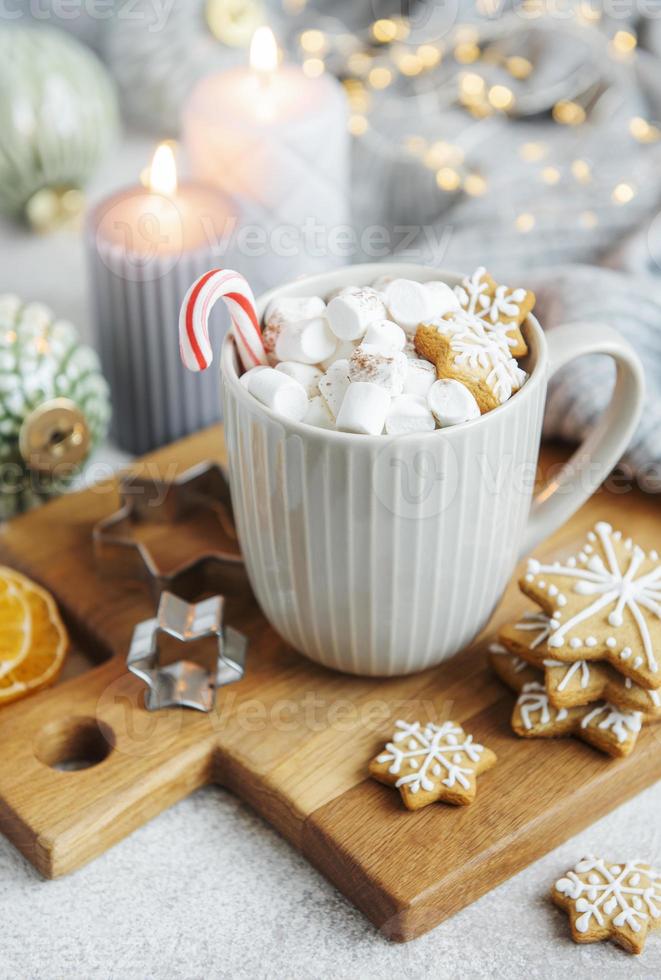 Kerst warme chocolademelk met marshmallow foto