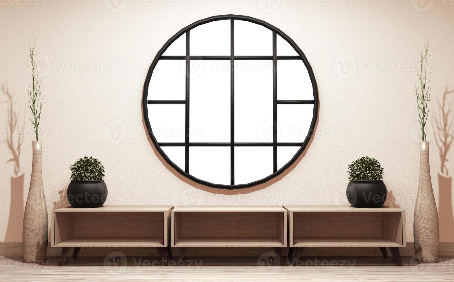 houten kast zen japanse stijl design.3d rendering foto