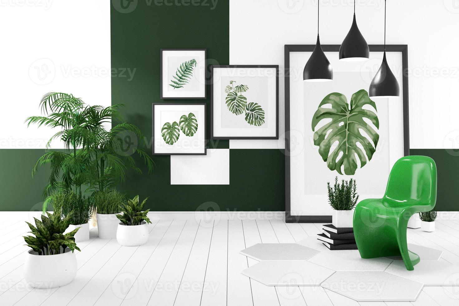kamer moderne tropische stijl met compositie - minimaal ontwerp. 3D-rendering foto