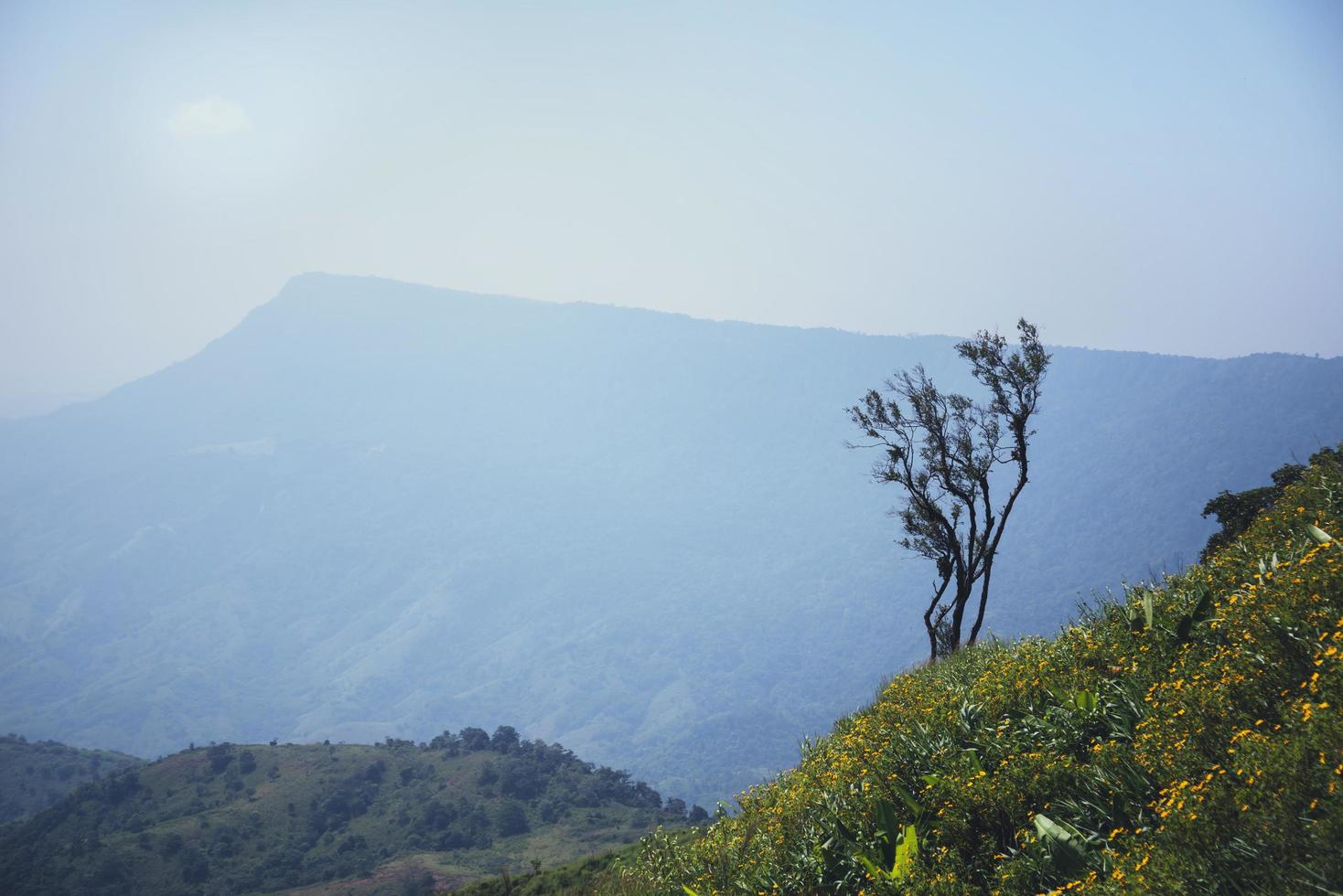 landschap natuurlijk uitzicht hemel berg. uitzicht op de bergen .asia tropisch. landschap berg natuur. Thailand foto