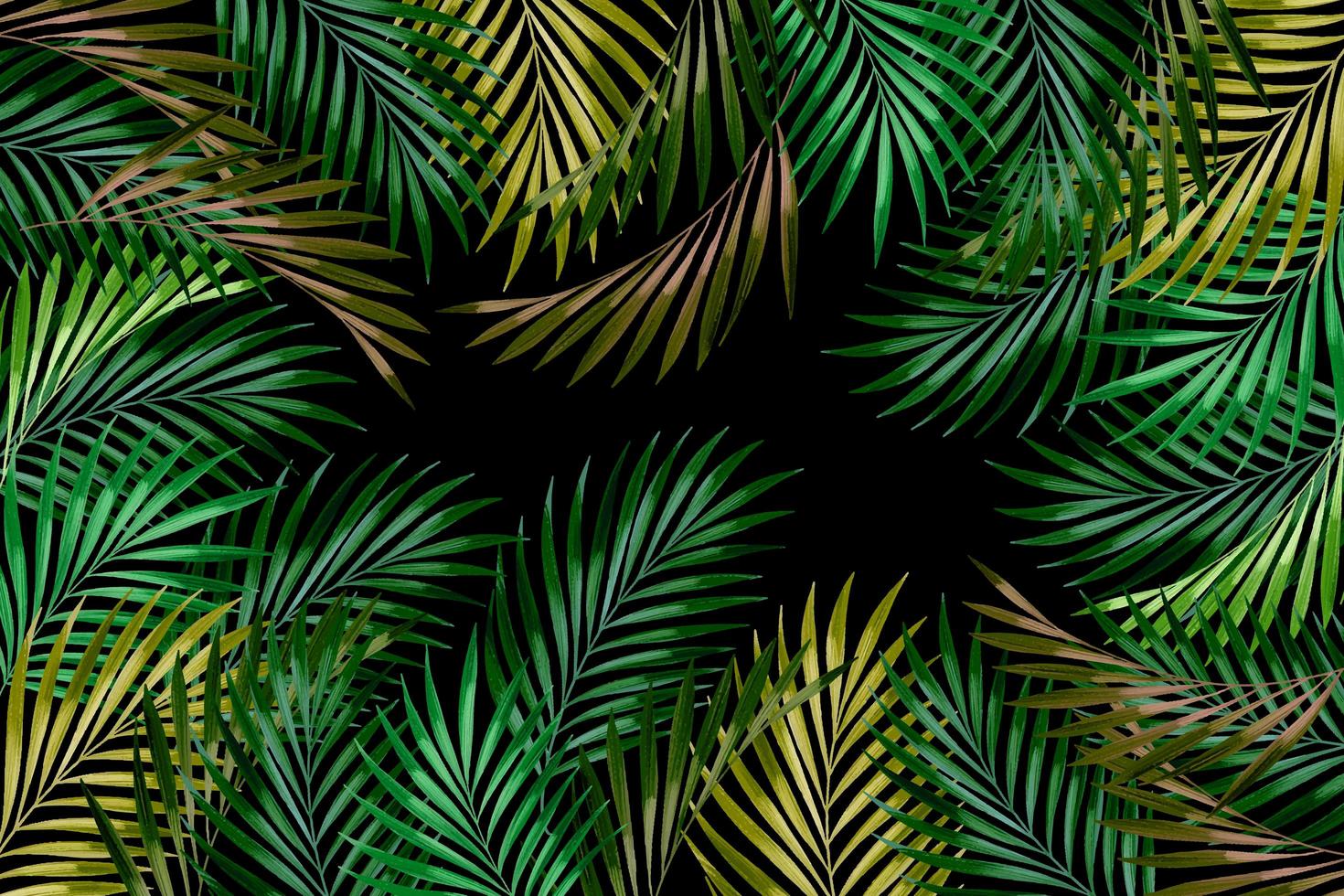 abstracte donkergroene tropische bladeren botanisch patroon op donker zwart. foto